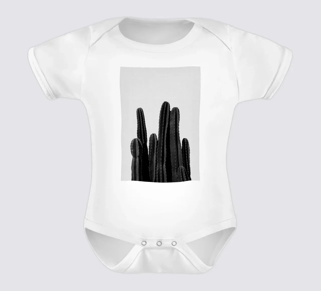 Cactus in bianco e nero body neonato maniche corte da Orara Studio
