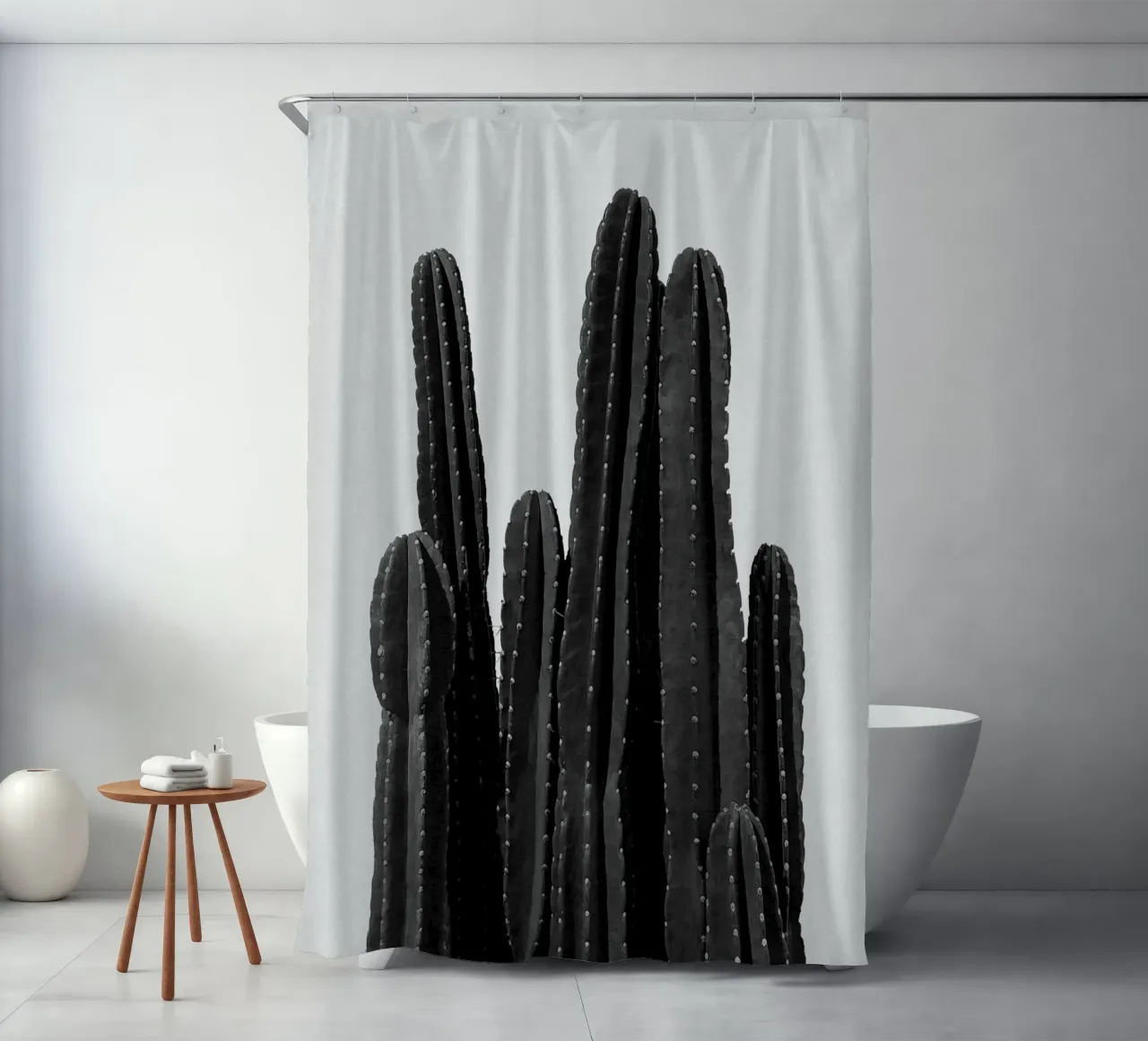 Cactus in bianco e nero tenda da doccia da Orara Studio