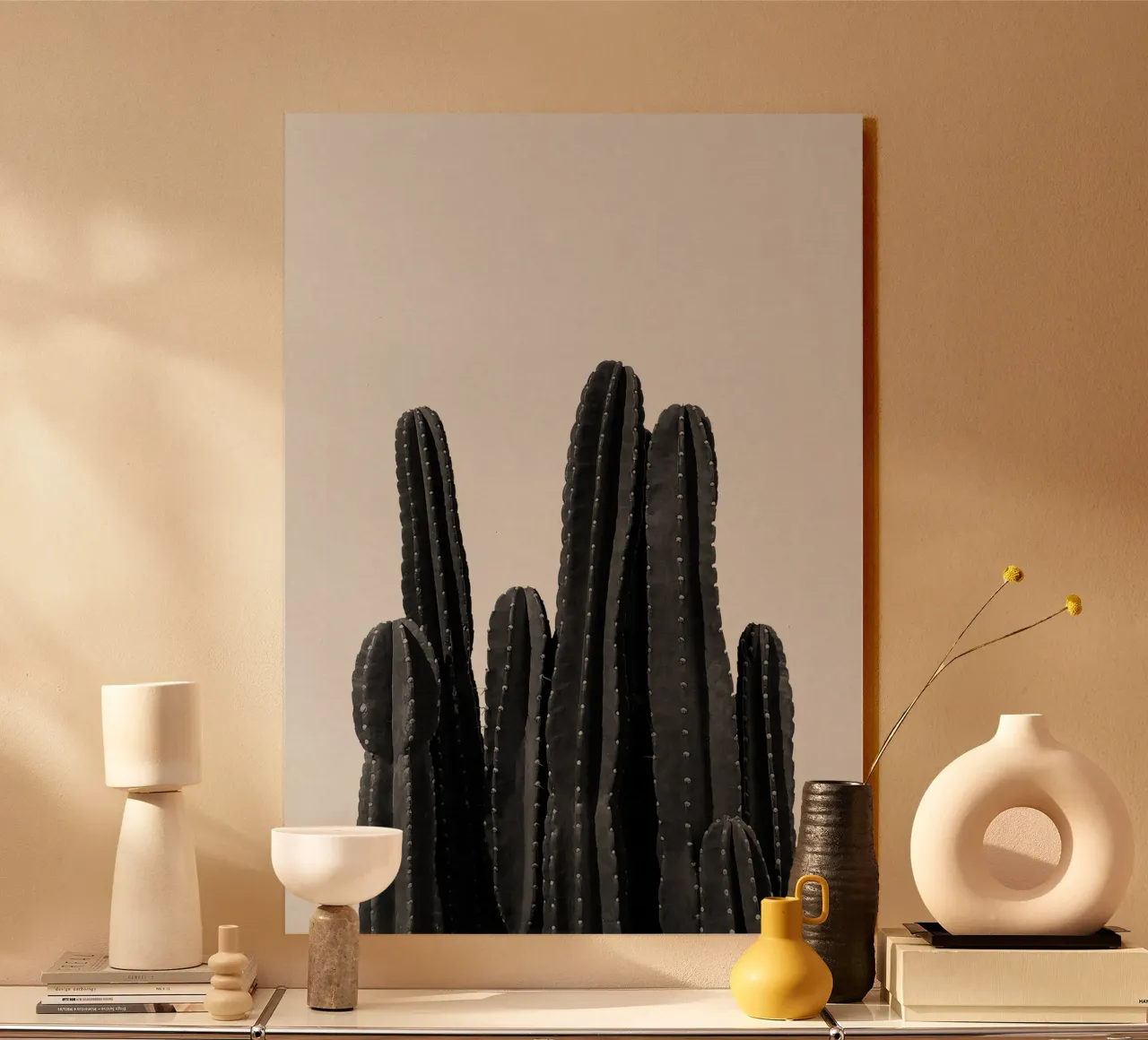 Cactus in bianco e nero alluminio dibond da Orara Studio