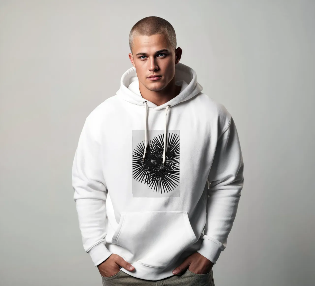 Ventaglio Palm in bianco e nero felpa con cappuccio da Orara Studio