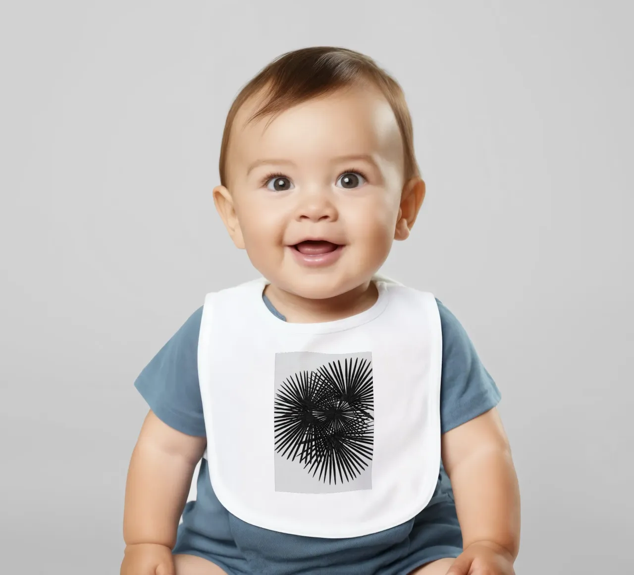 Ventaglio Palm in bianco e nero bavaglino da Orara Studio