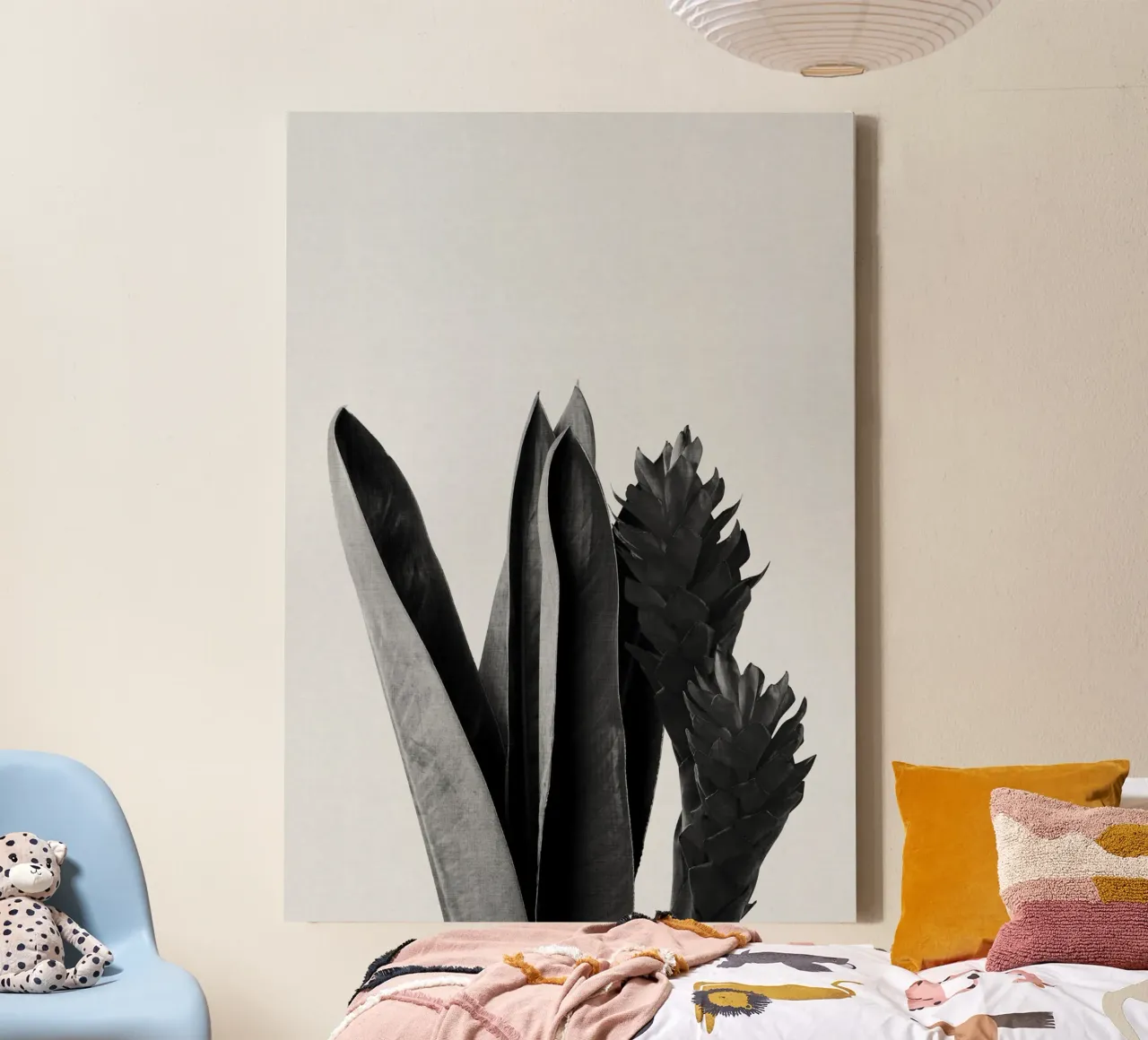 Fiore in bianco e nero tela con Cornice a cassetta da Orara Studio