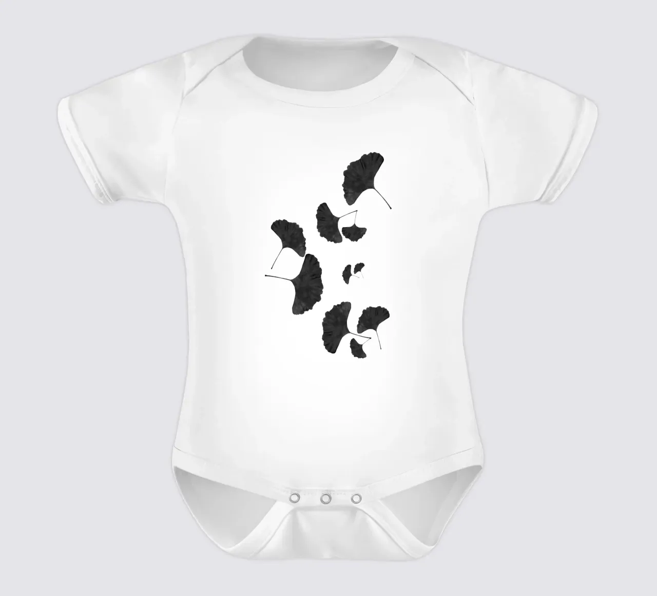 Foglie di ginkgo in bianco e nero I body neonato maniche corte da Orara Studio