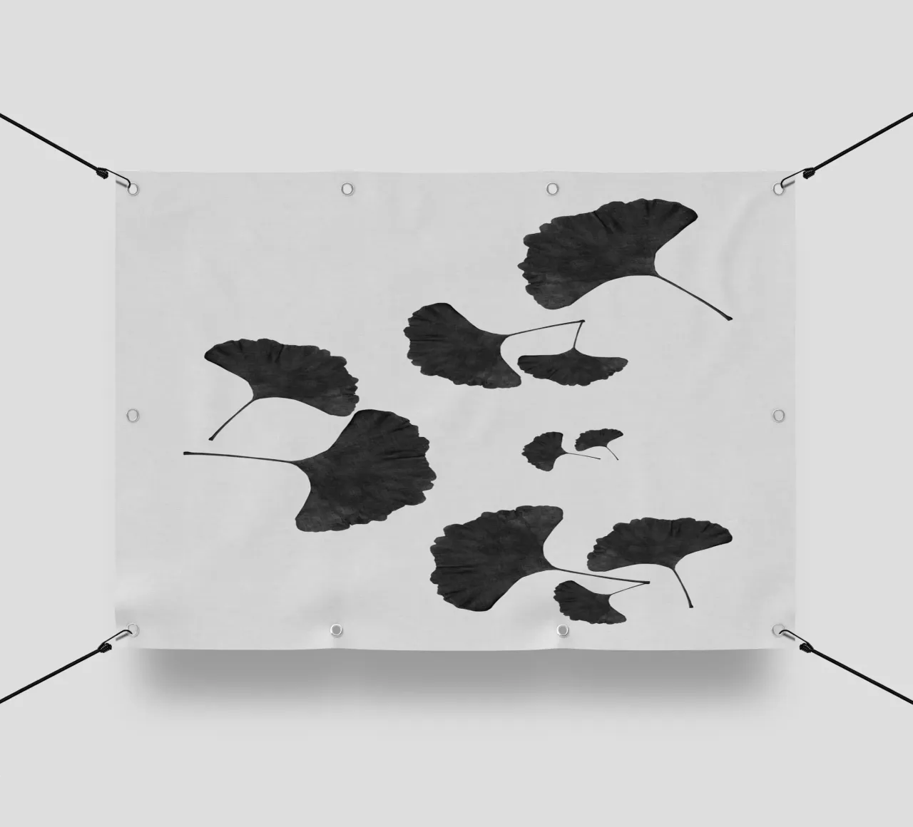 Foglie di ginkgo in bianco e nero I telo in pvc da Orara Studio