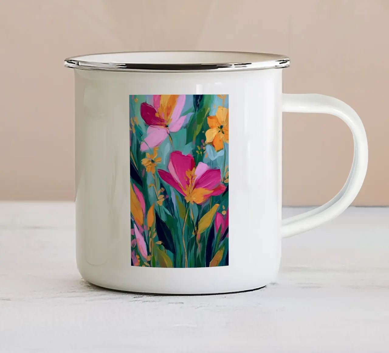 Spring Awakening – Expressive Floral Art Print tazza in smalto da Amelie Rose