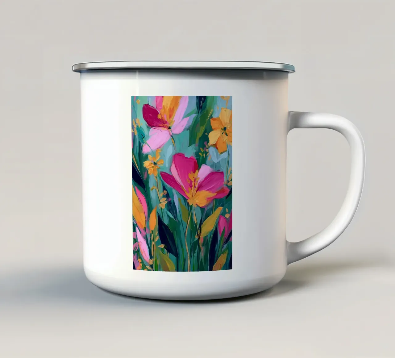 Spring Awakening – Expressive Floral Art Print tazza in smalto da Amelie Rose