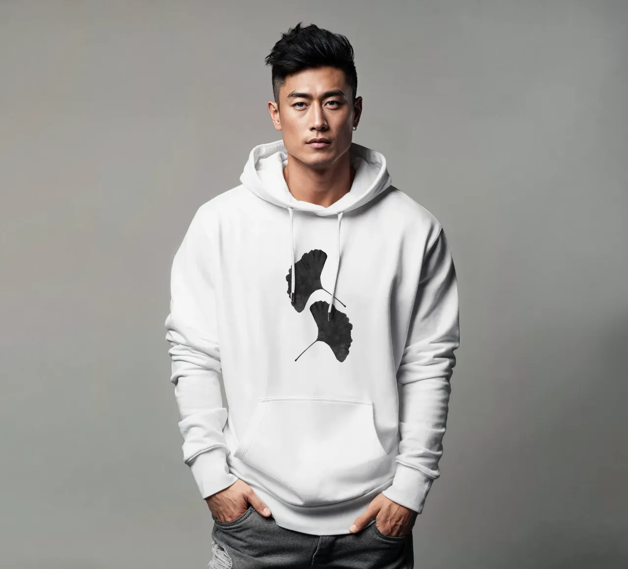 Foglia di ginkgo in bianco e nero II felpa con cappuccio da Orara Studio