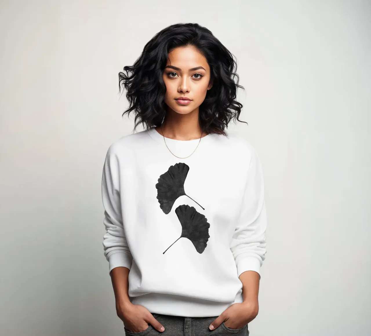 Ginkgoblad zwart-wit II sweatshirt van Orara Studio