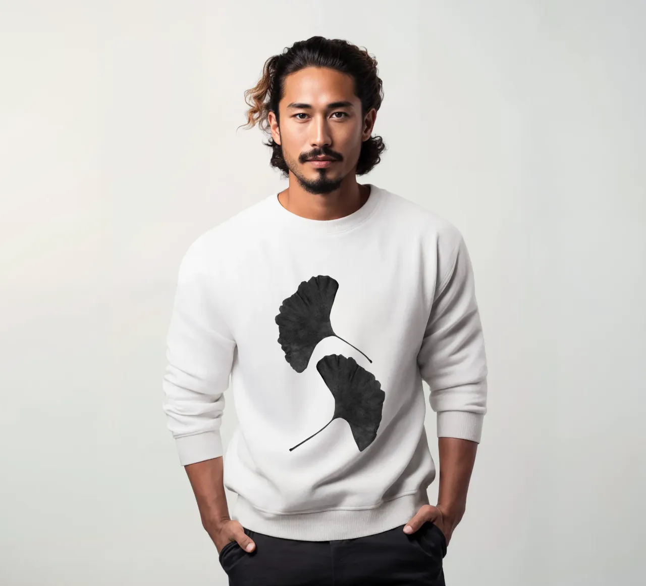 Ginkgoblad zwart-wit II sweatshirt van Orara Studio