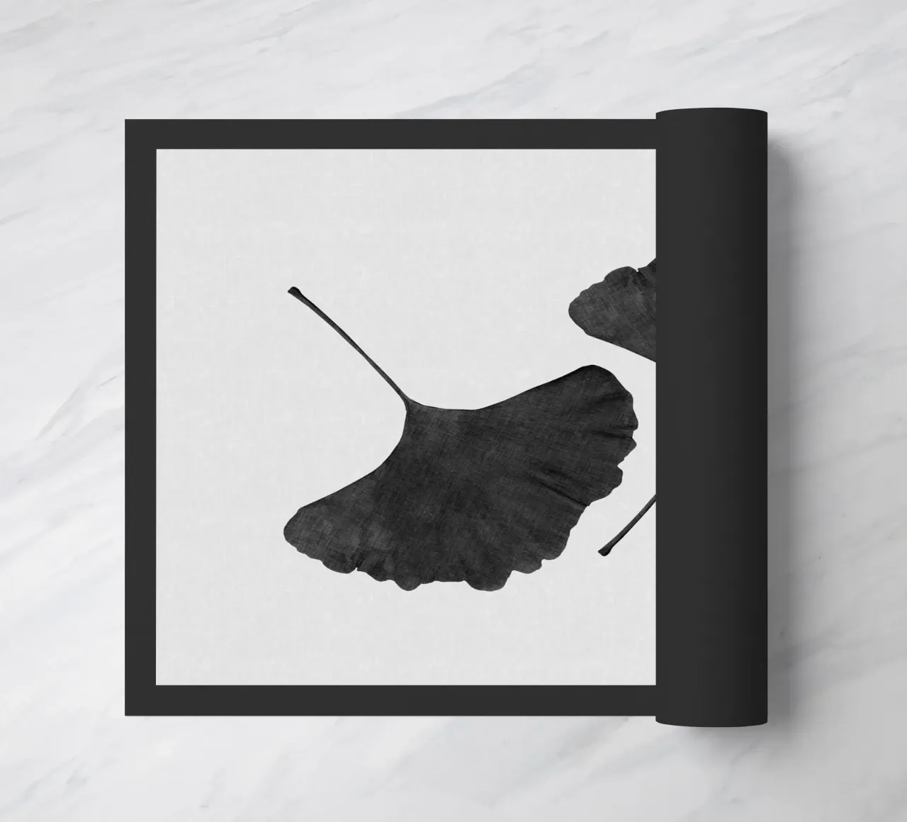 Foglia di ginkgo in bianco e nero II zerbino da Orara Studio