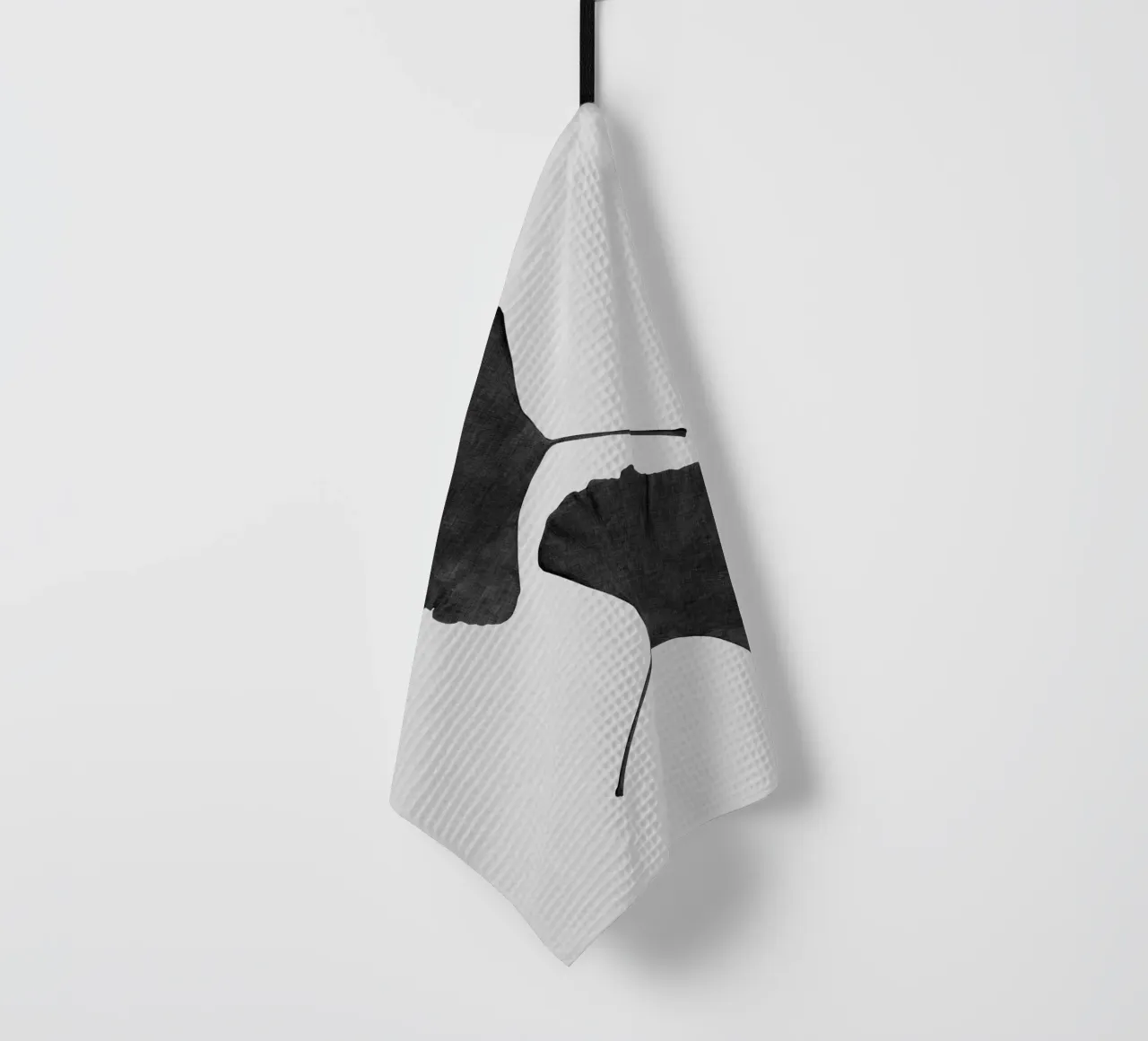 Foglia di ginkgo in bianco e nero II canovaccio da cucina da Orara Studio