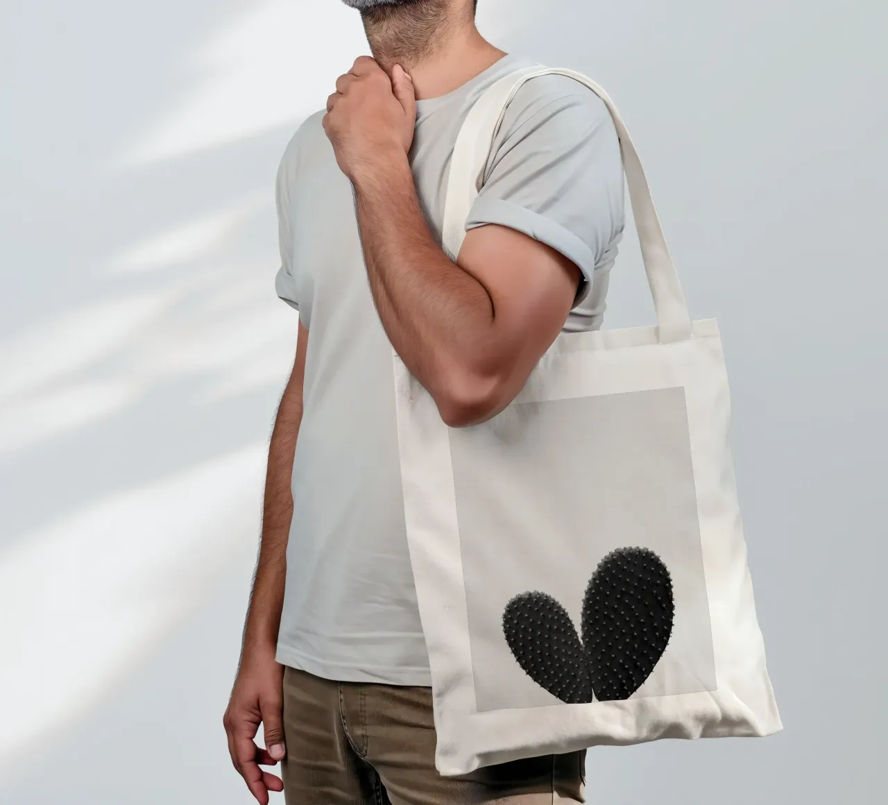 Cuore di cactus in bianco e nero borsa in juta da Orara Studio