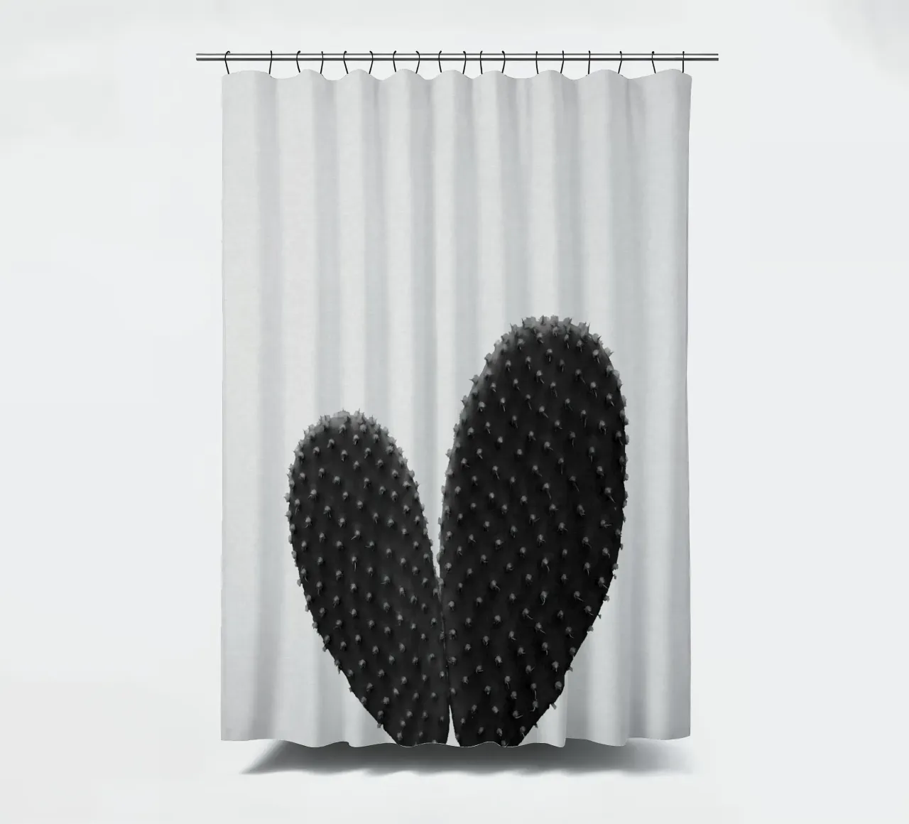 Cuore di cactus in bianco e nero tenda da doccia da Orara Studio