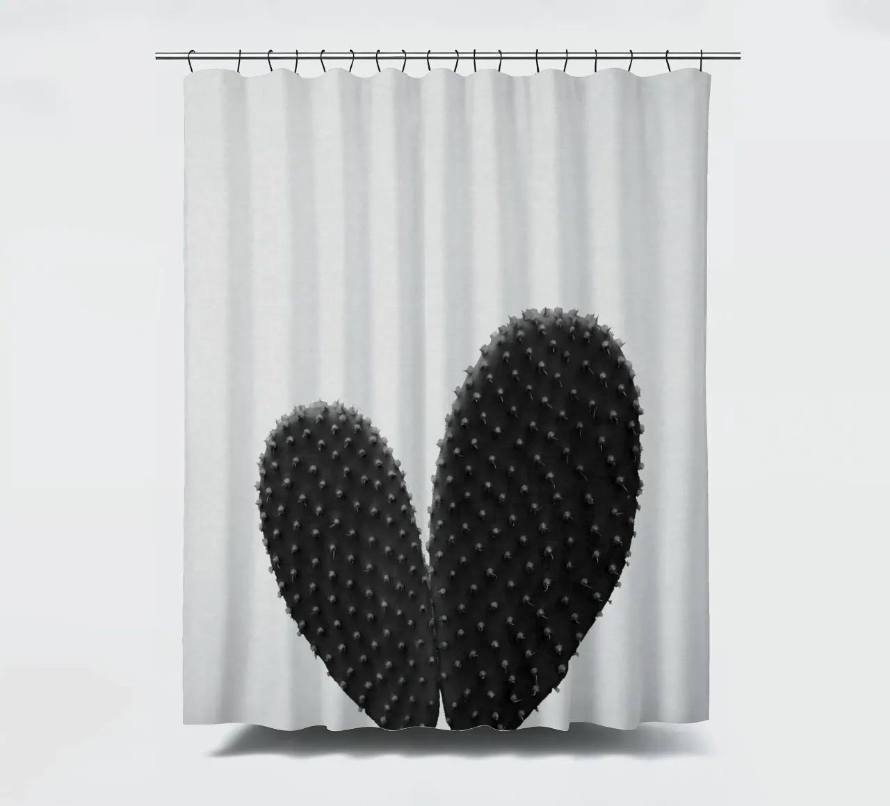 Cuore di cactus in bianco e nero tenda da doccia da Orara Studio
