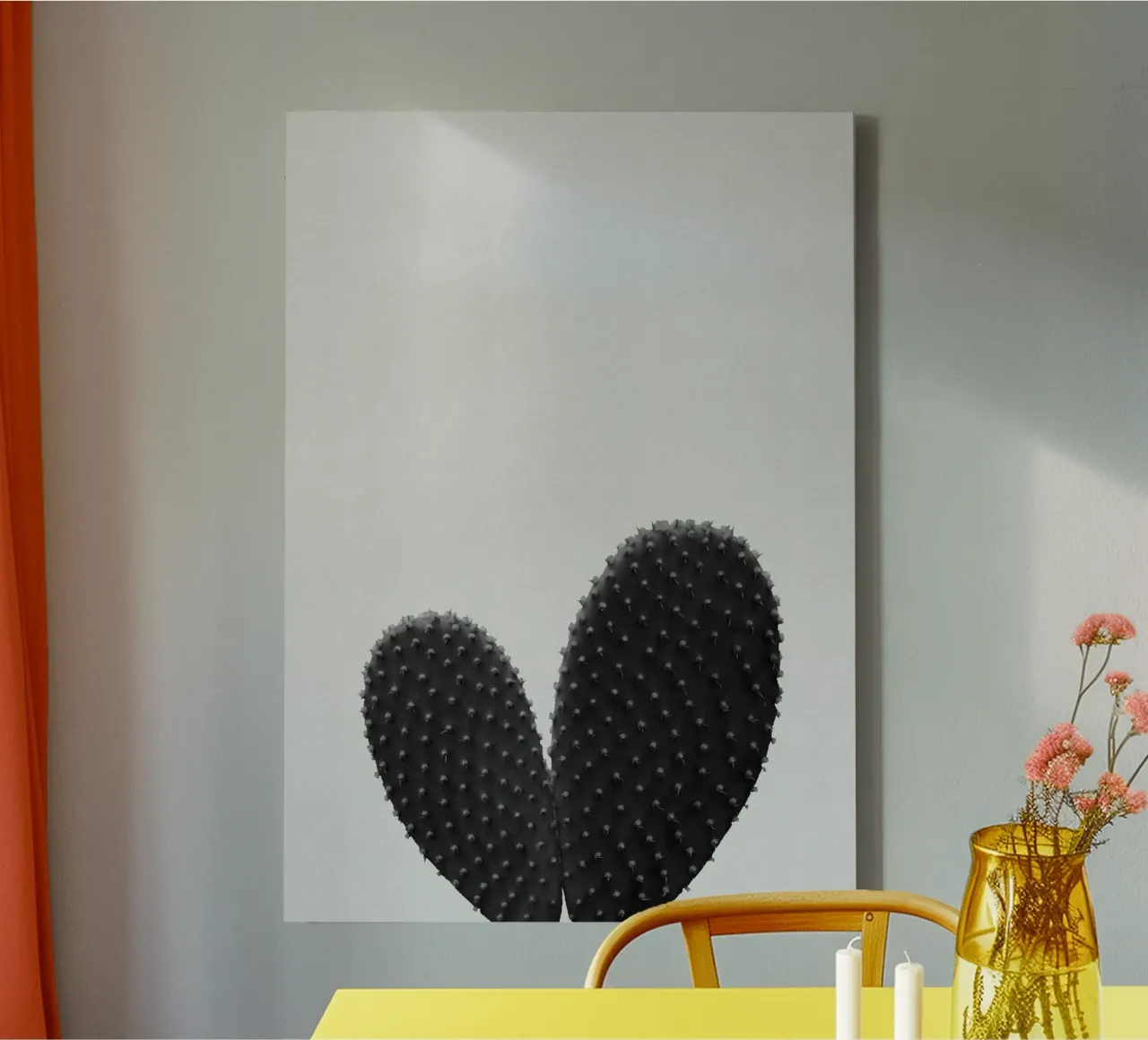 Cuore di cactus in bianco e nero tela da Orara Studio