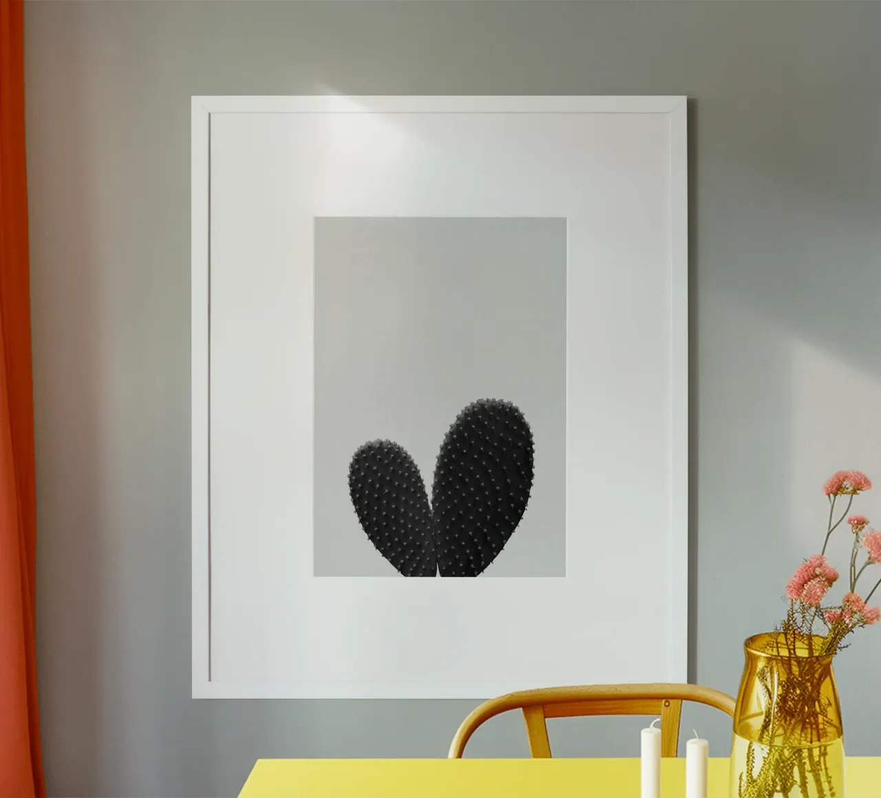 Cuore di cactus in bianco e nero carta hahnemühle da Orara Studio