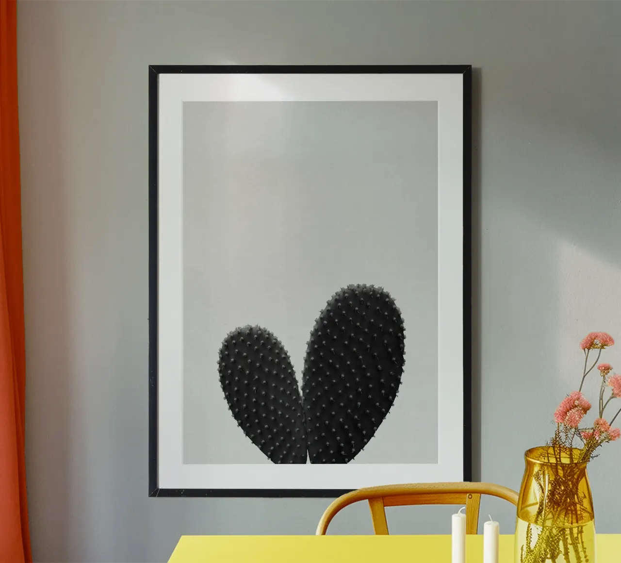 Cuore di cactus in bianco e nero carta hahnemühle da Orara Studio