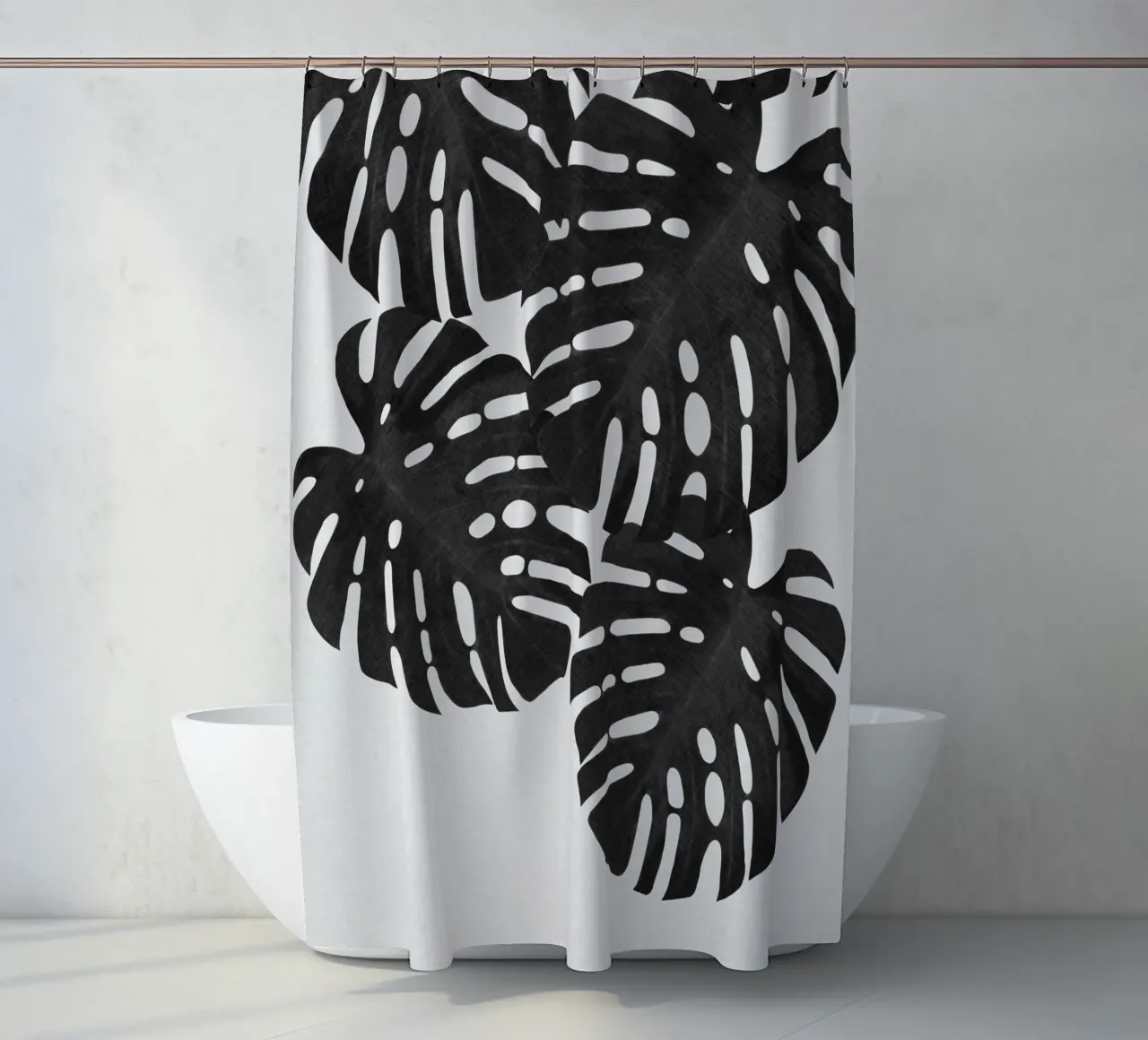 Monstera Foglia Bianco e Nero I tenda da doccia da Orara Studio