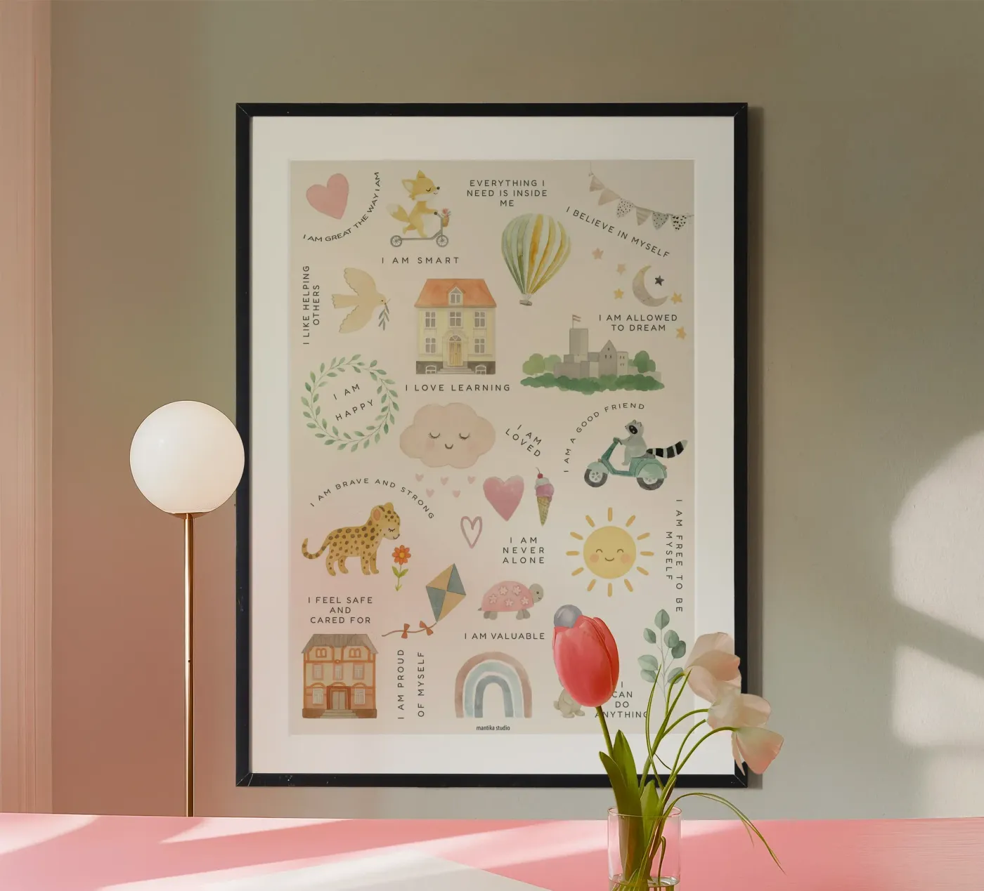 Affirmatie afdrukken poster van mantika studio