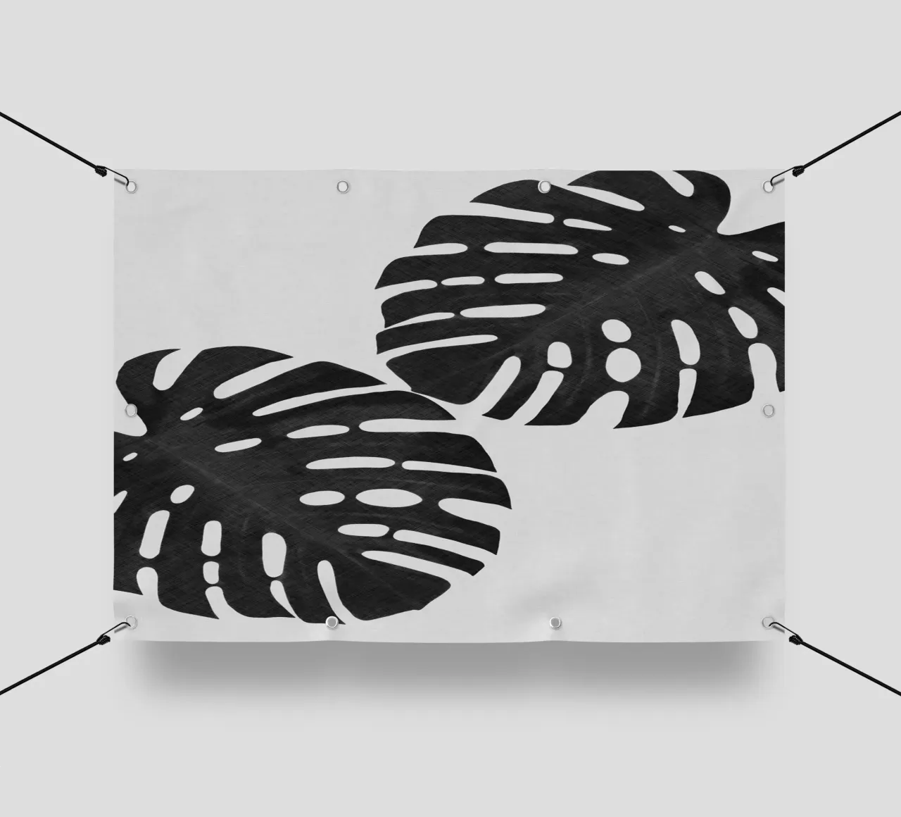 Monstera Foglia Bianco e Nero II telo in pvc da Orara Studio