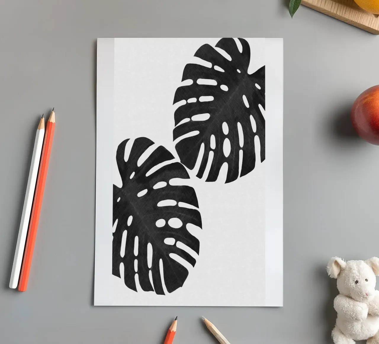 Monstera Leaf Black & White II sticker sheet by Orara Studio