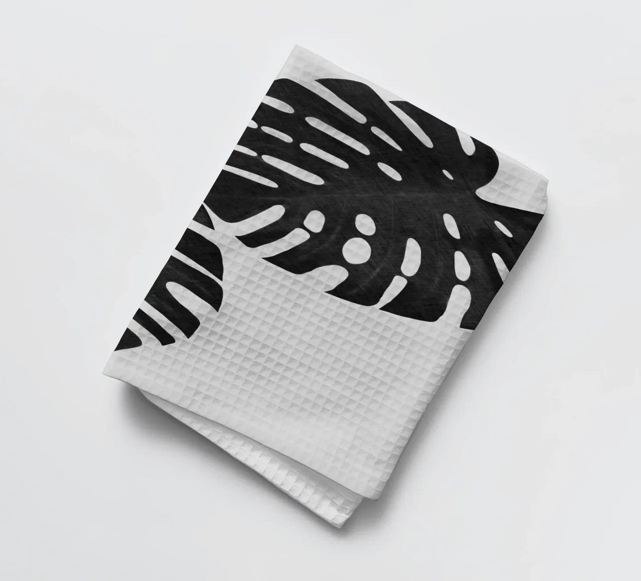 Feuille de monstera noir et blanc II torchon de Orara Studio