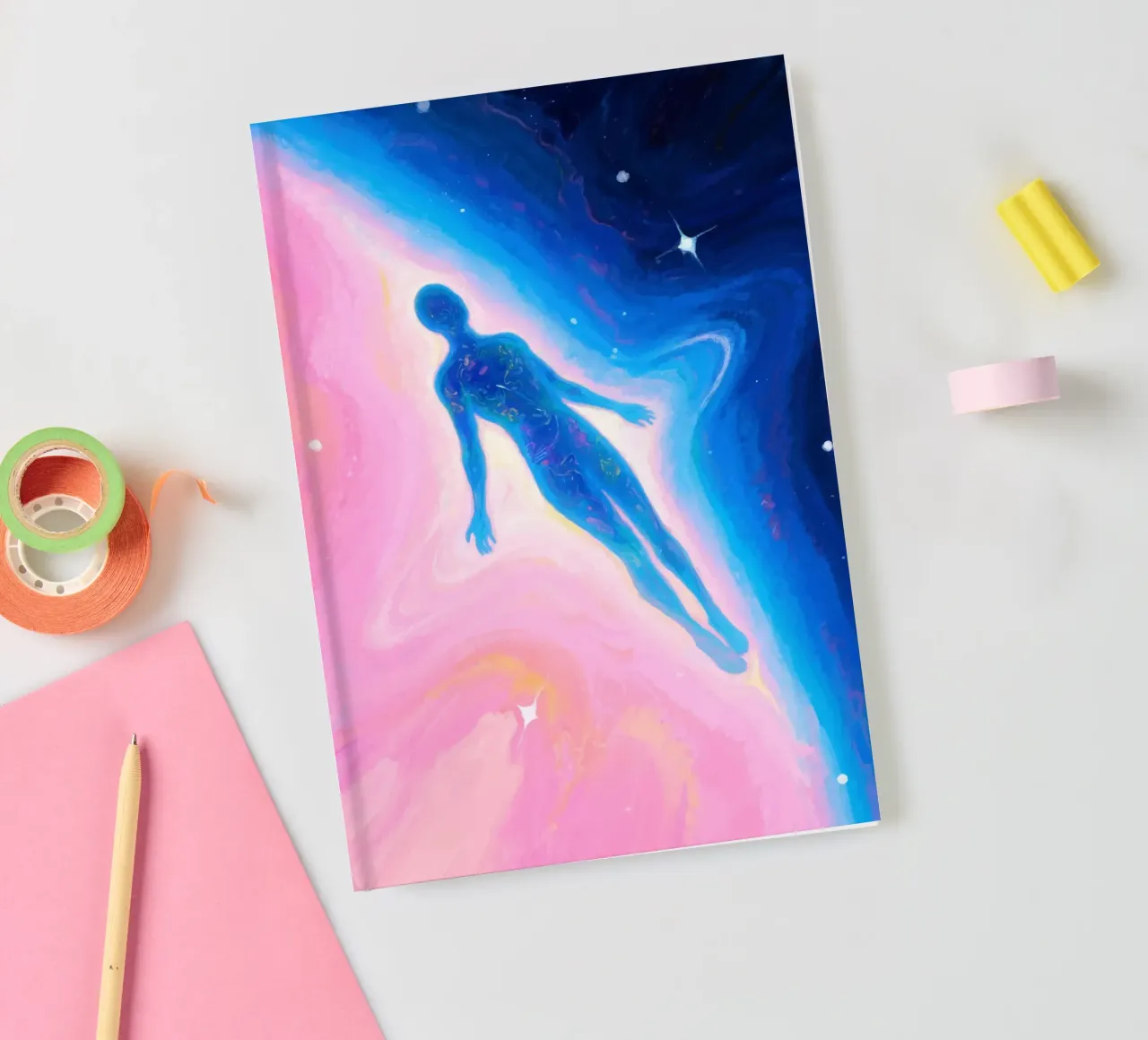 Astral body floating through gradients sky notebook by Slash Shop