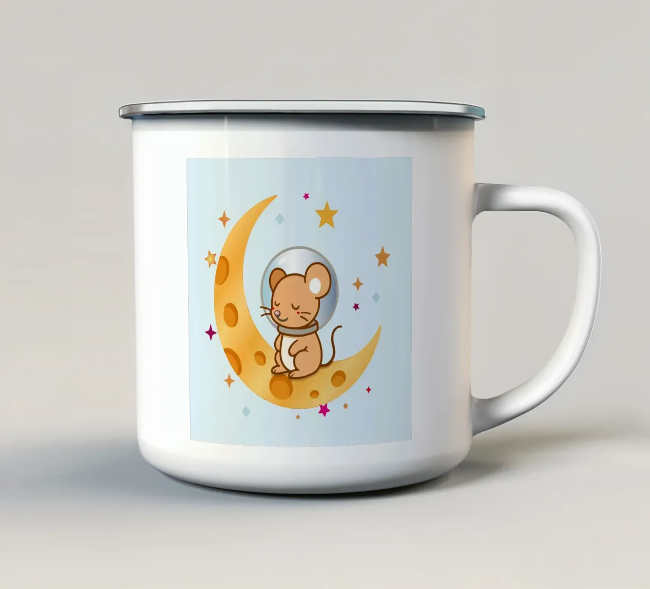 Topo astronauta addormentato sulla luna di formaggio tazza in smalto da NA/MO