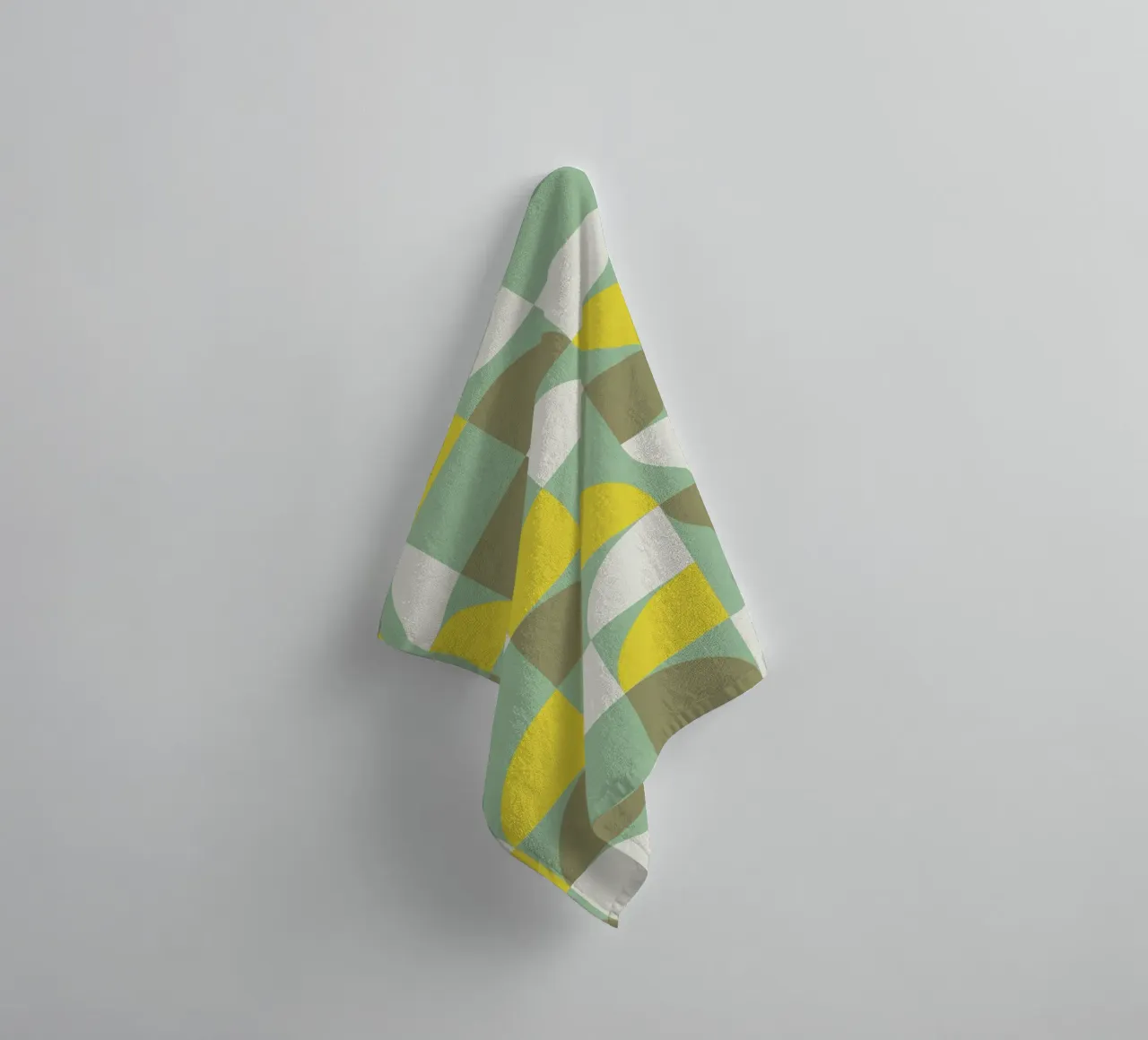 Motif géométrique minimal moderne 14 | Vert, Jaune, Blanc serviette de bain de KiKa