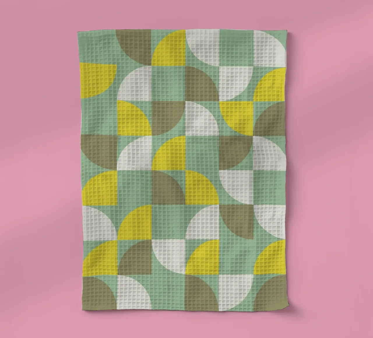 Motif géométrique minimal moderne 14 | Vert, Jaune, Blanc torchon de KiKa