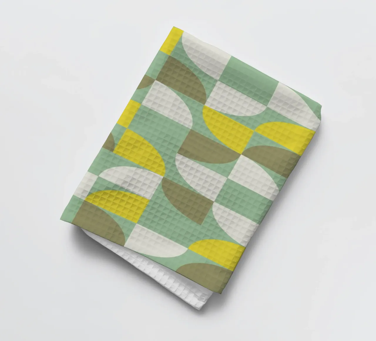 Motif géométrique minimal moderne 14 | Vert, Jaune, Blanc torchon de KiKa