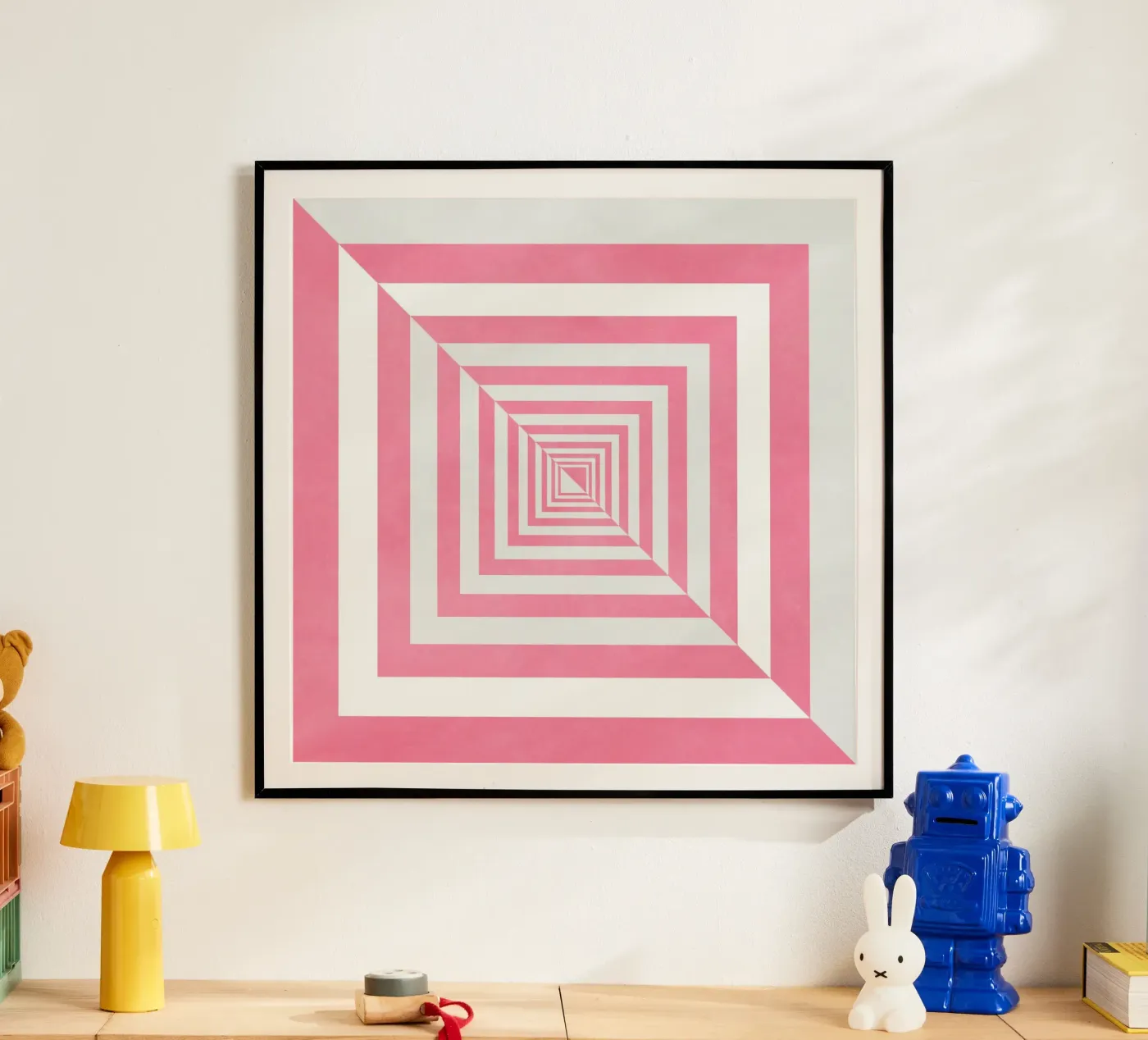 Roze abstract poster van Lines Inside