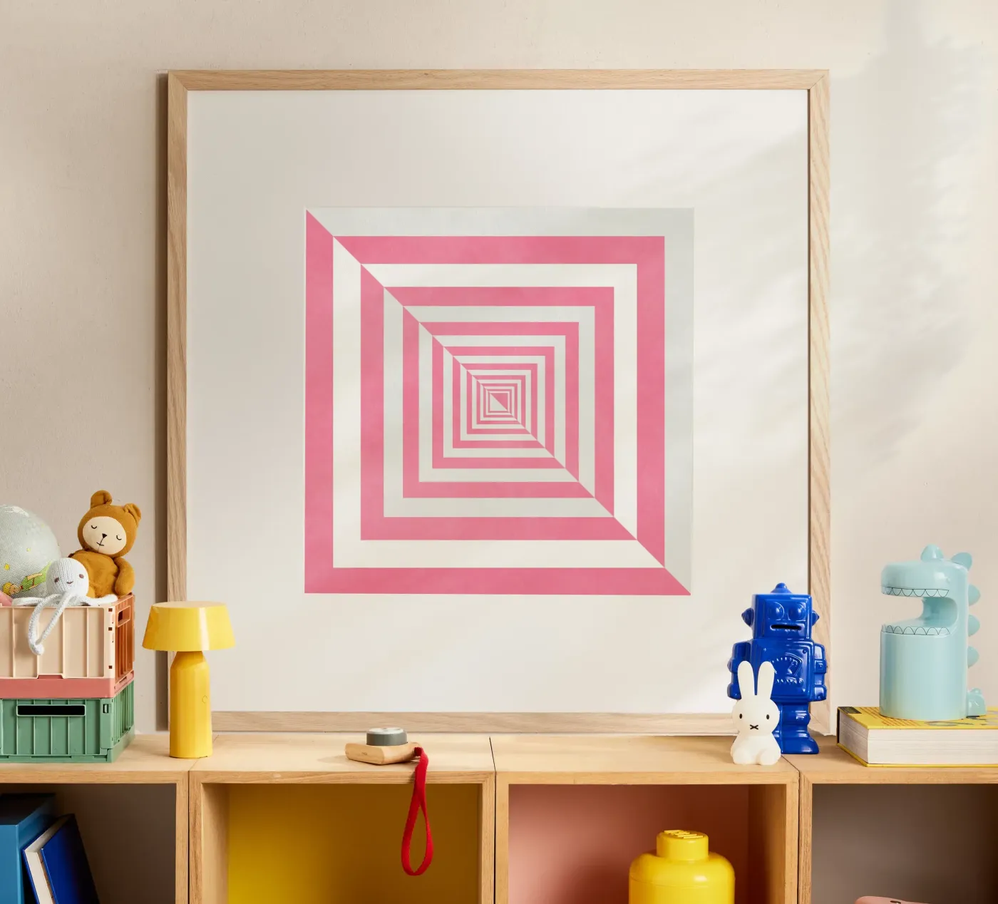 Roze abstract poster van Lines Inside
