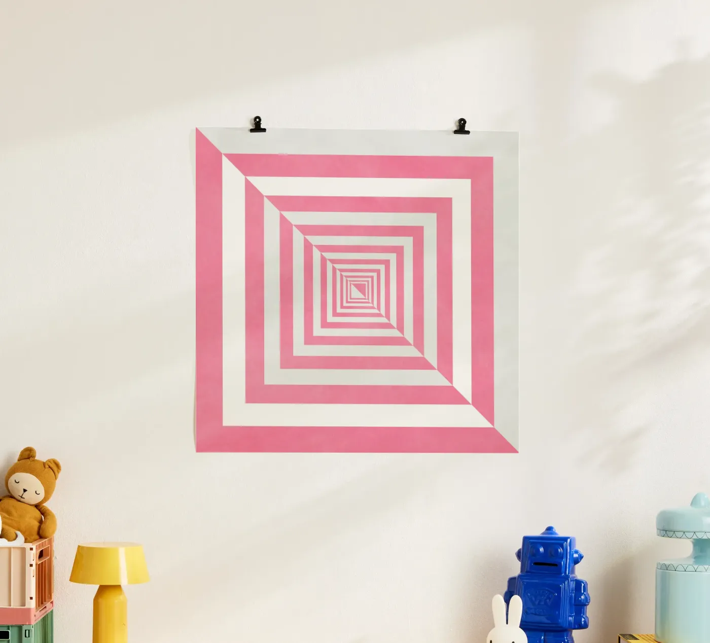 Roze abstract poster van Lines Inside