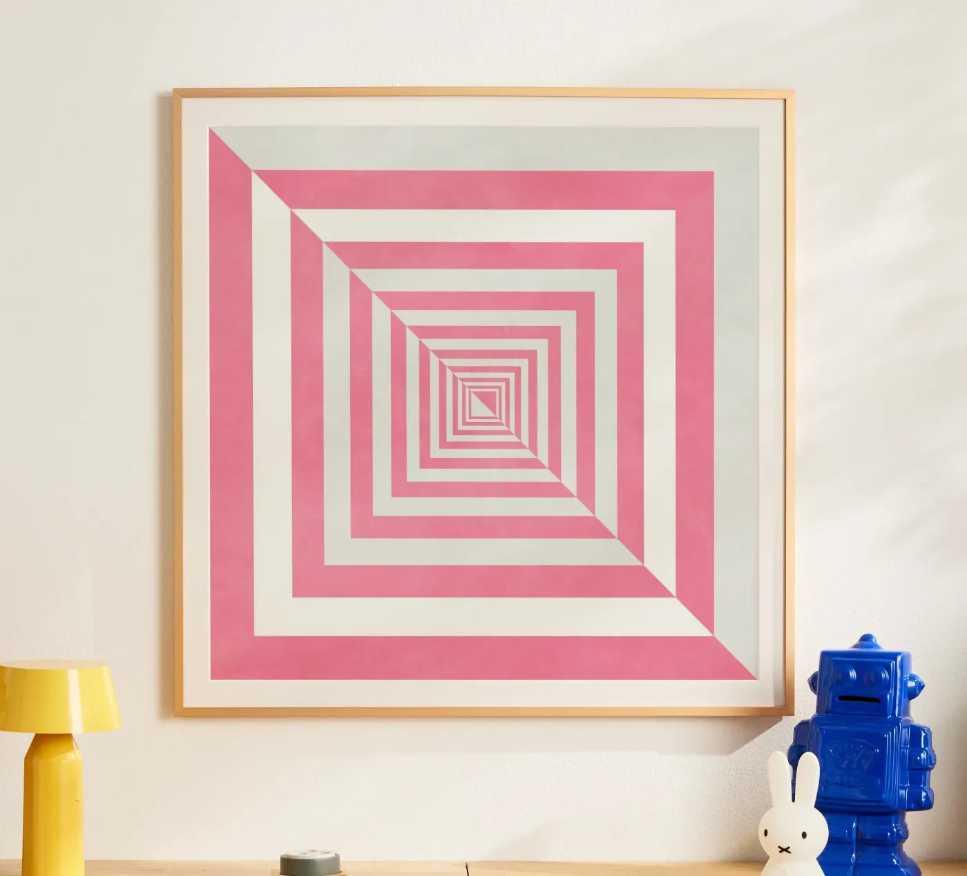 Roze abstract poster van Lines Inside
