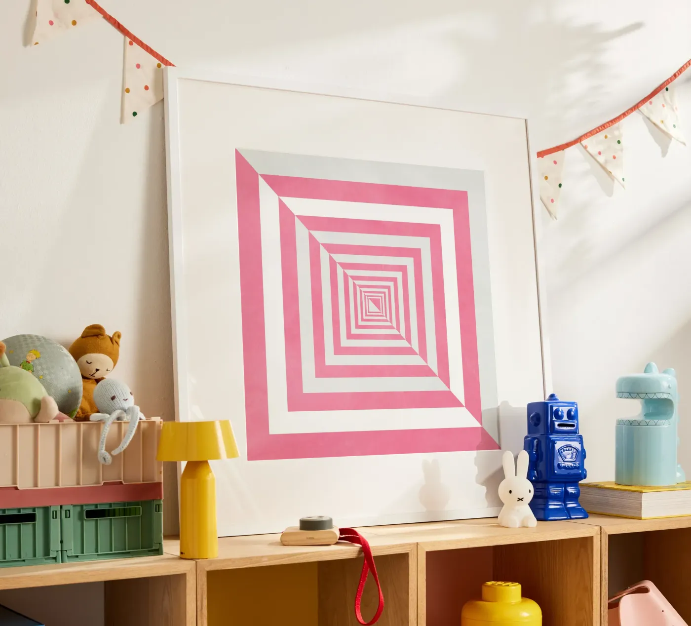 Roze abstract poster van Lines Inside