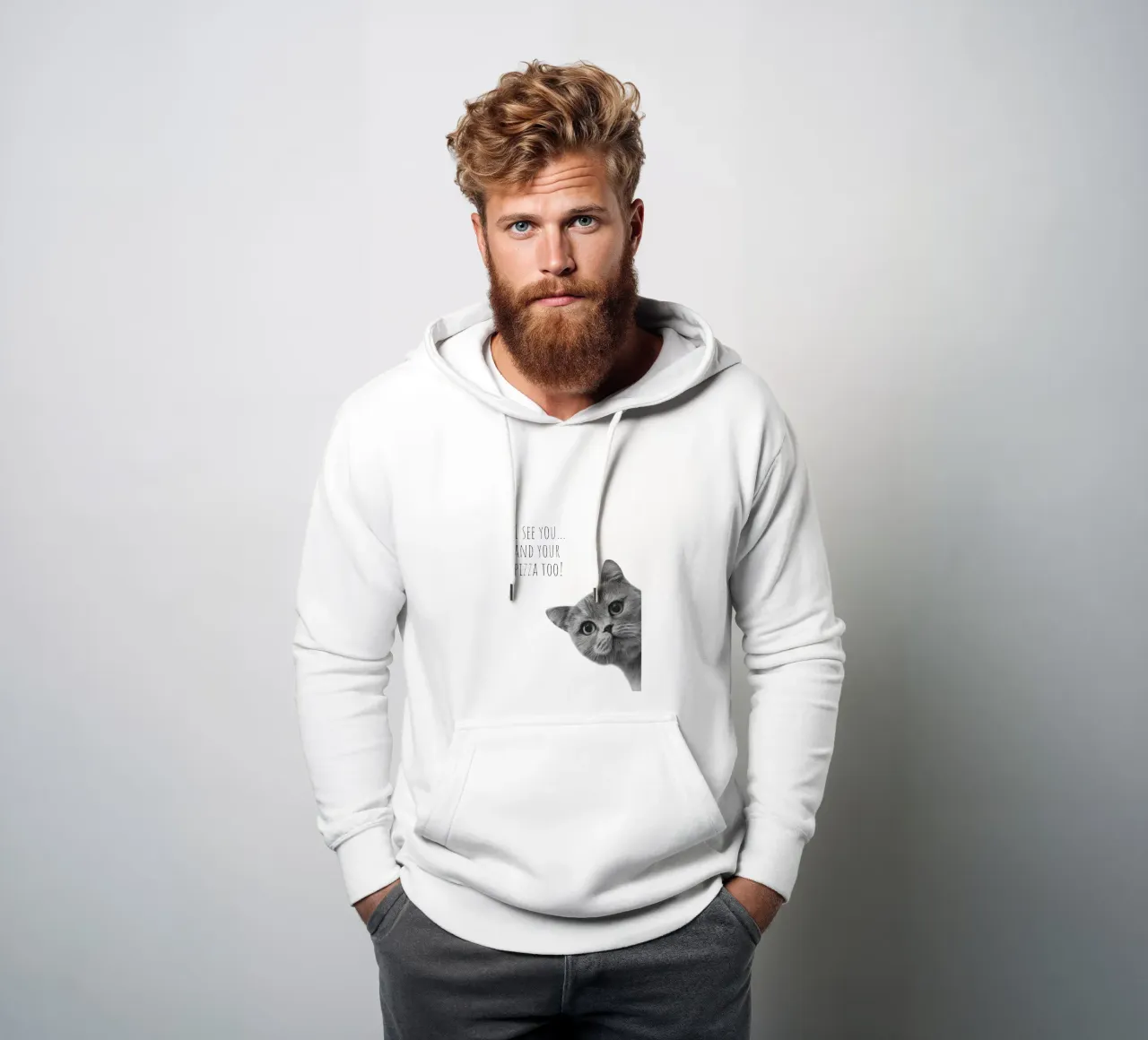 Gatto fresco - Pizzahunger felpa con cappuccio da Melanie Viola