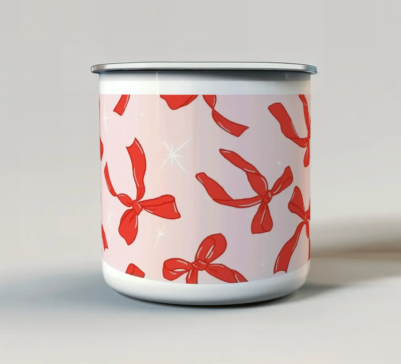 Festive Pink Ribbon Bow Pattern tazza in smalto da showmemars