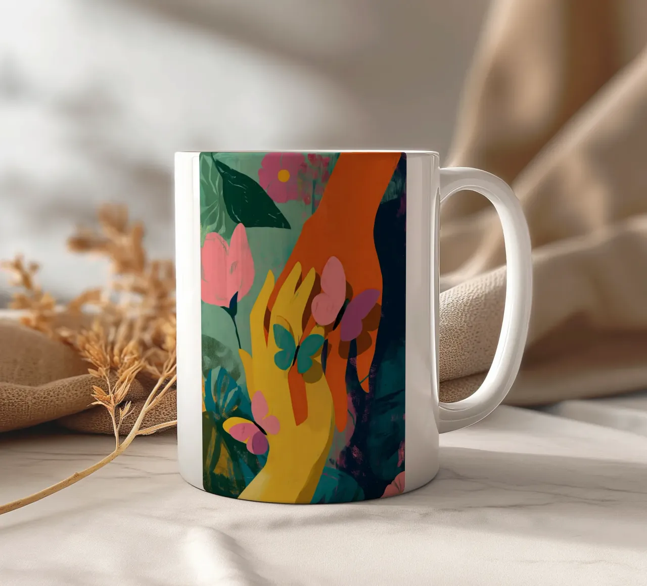 Hands in Bloom tazza in ceramica da Luca