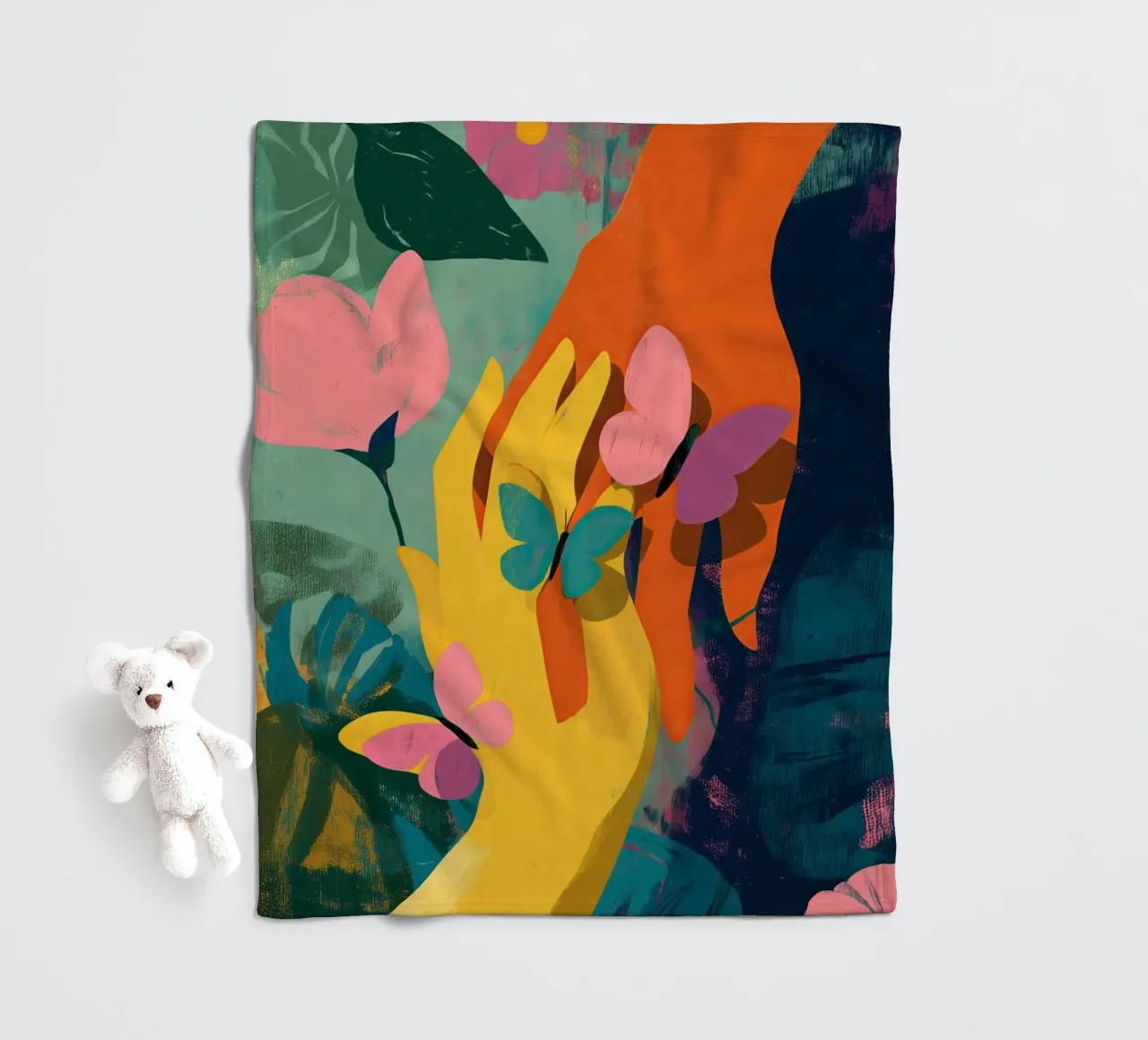 Hands in Bloom coperta in pile da Luca