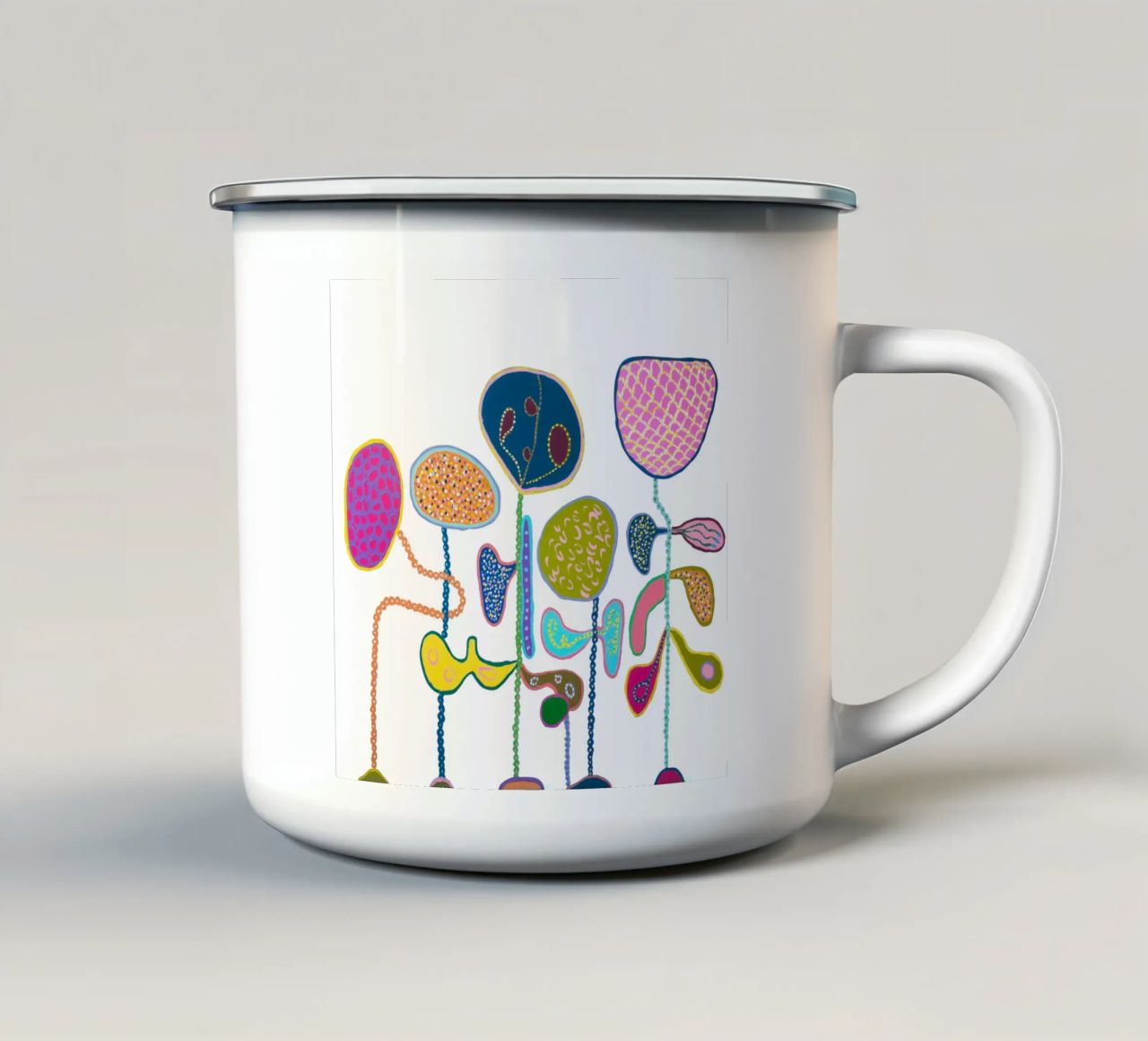 Bianco-blu tazza in smalto da Helen Joynson