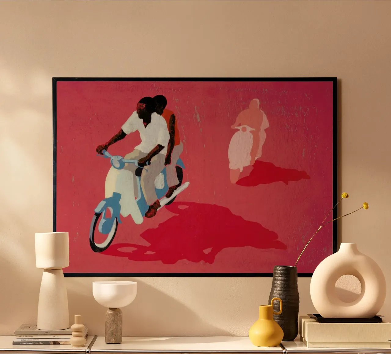 Scooter poster con telaio in legno da Andy Bridge