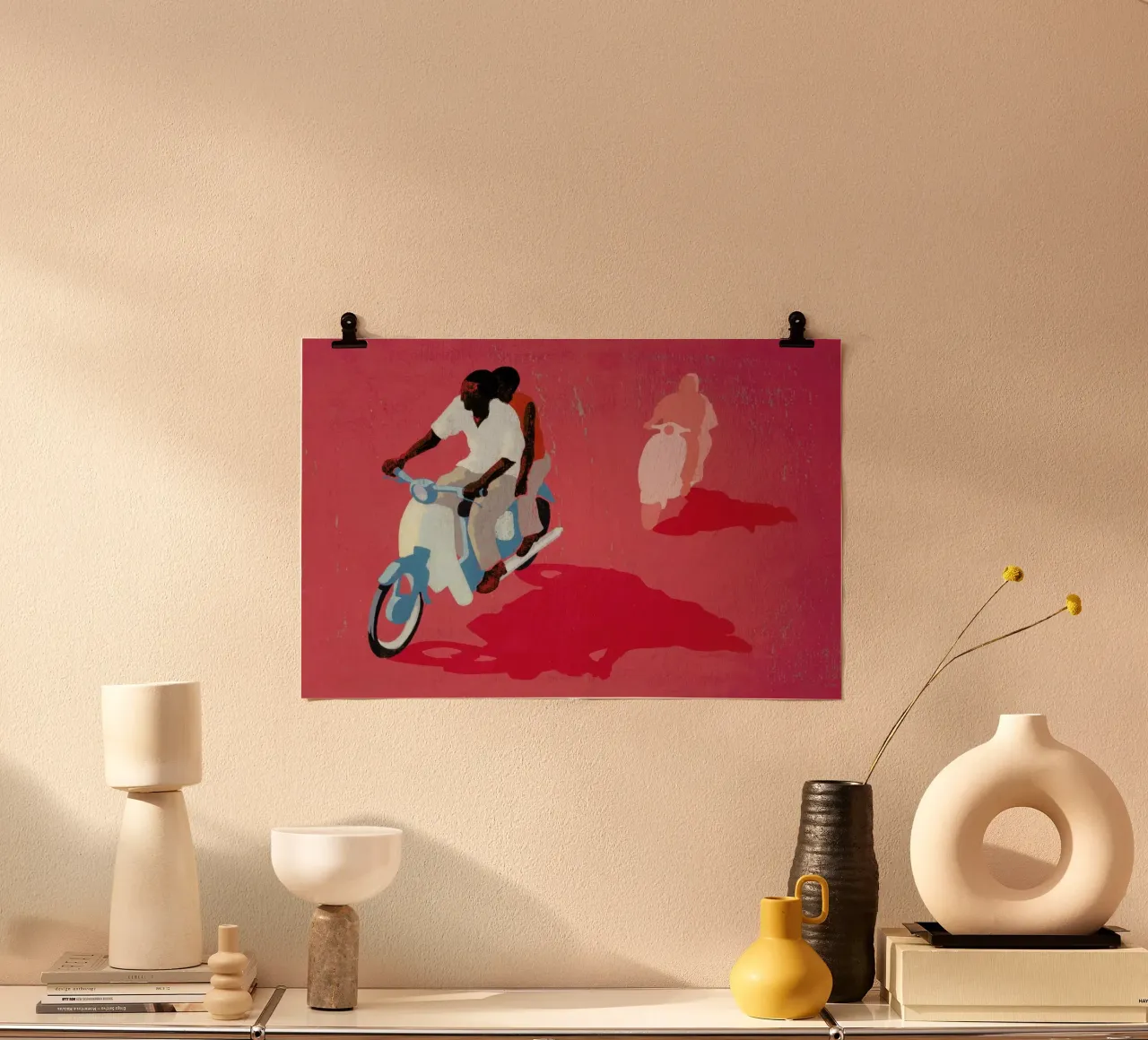 Scooter poster con telaio in legno da Andy Bridge