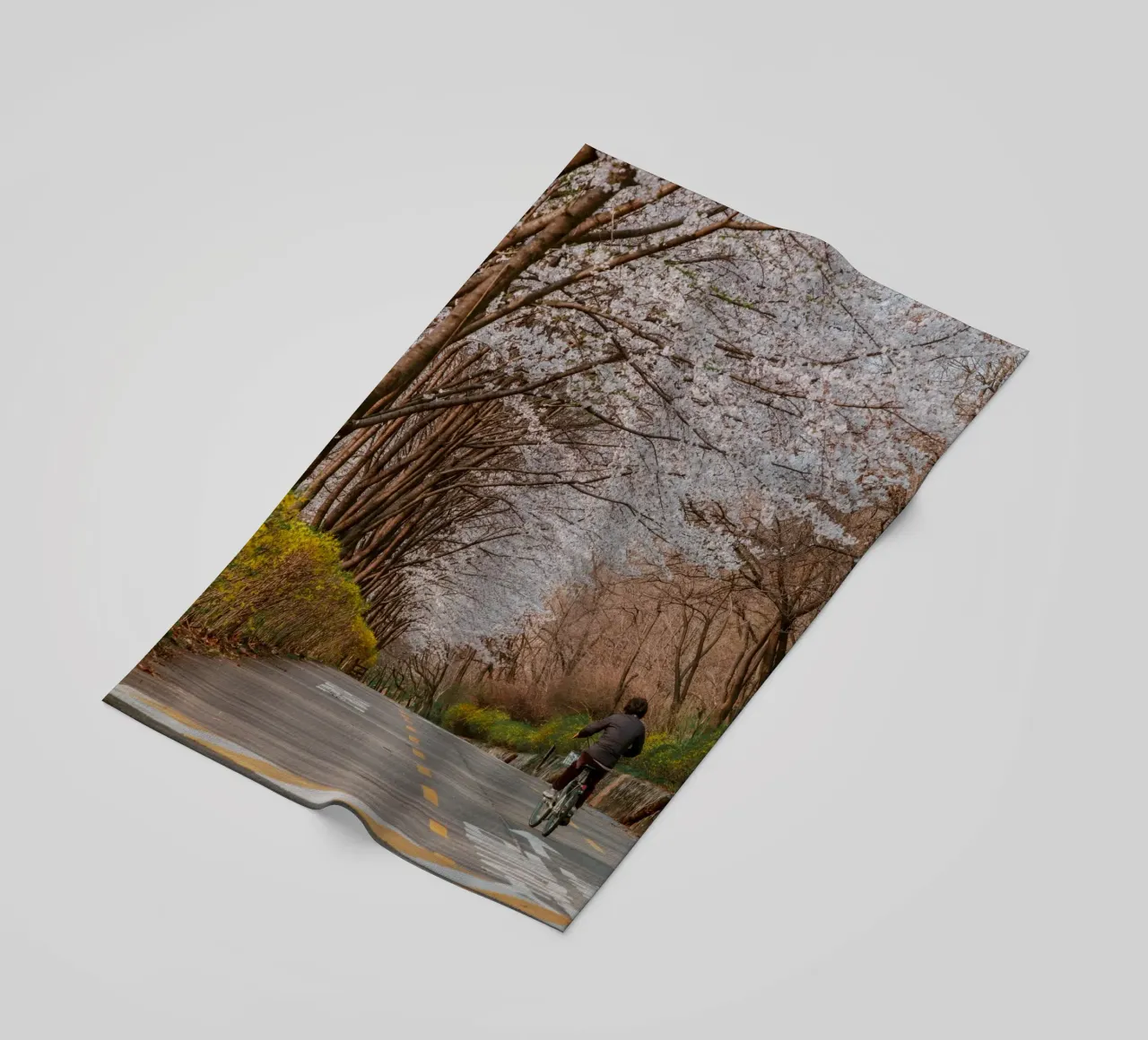 La strada dei ciliegi in fiore a Seul, Corea del Sud telo mare da mbgraphx2