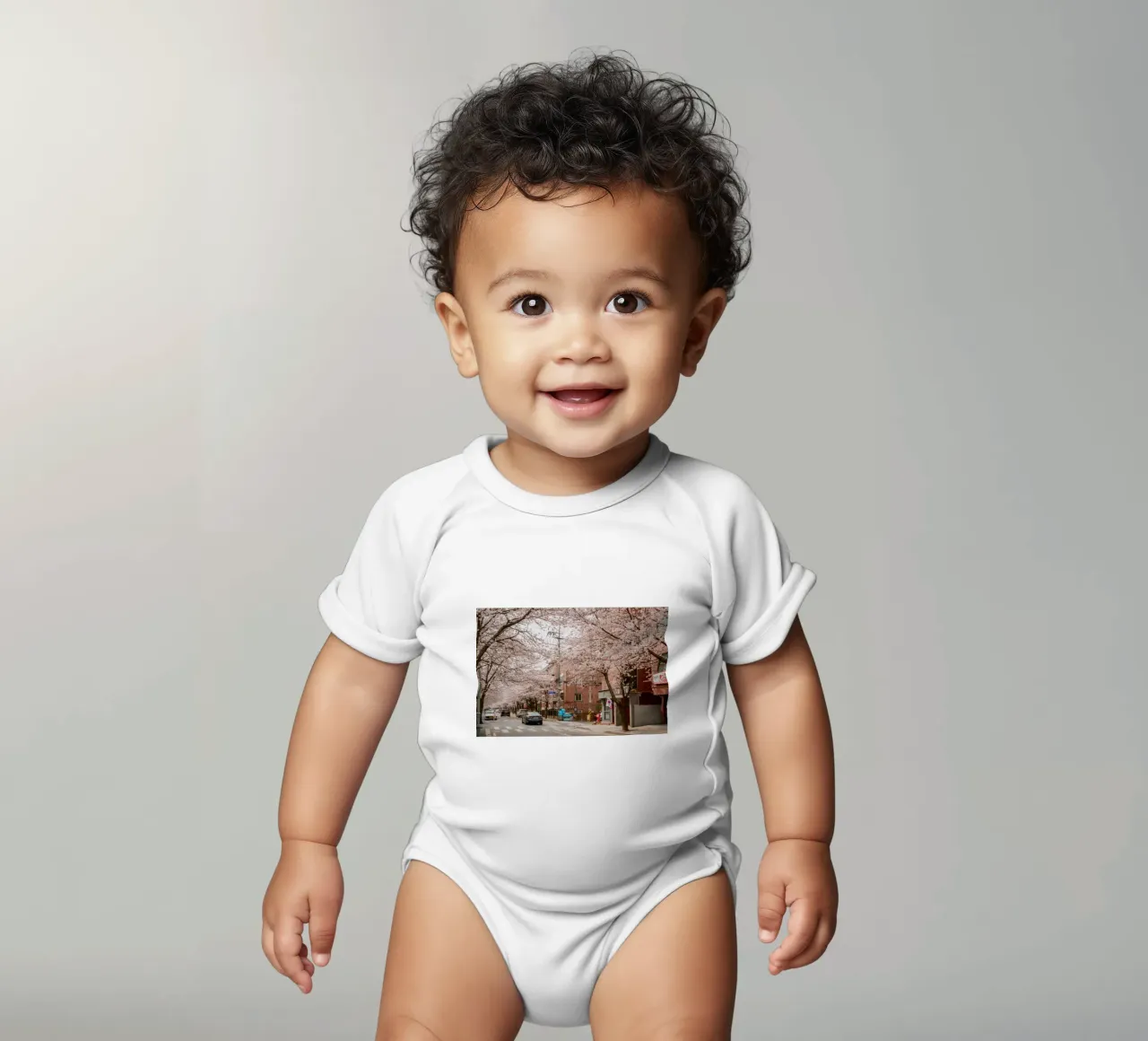 La strada dei ciliegi in fiore a Seul, Corea del Sud body neonato maniche corte da mbgraphx2
