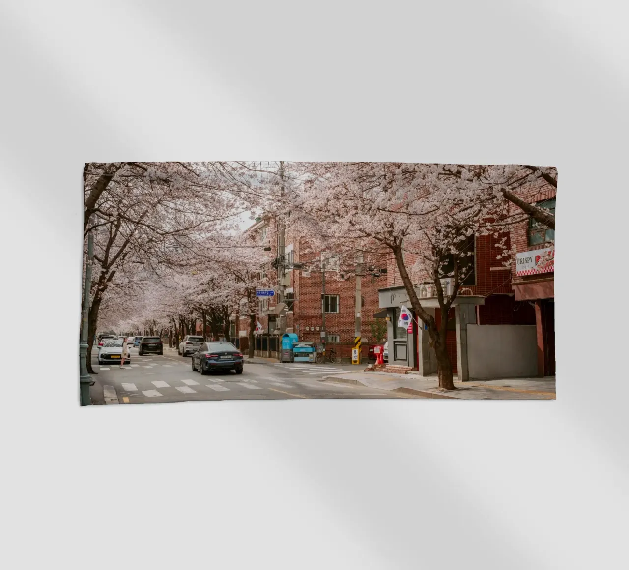 La strada dei ciliegi in fiore a Seul, Corea del Sud telo mare da mbgraphx2