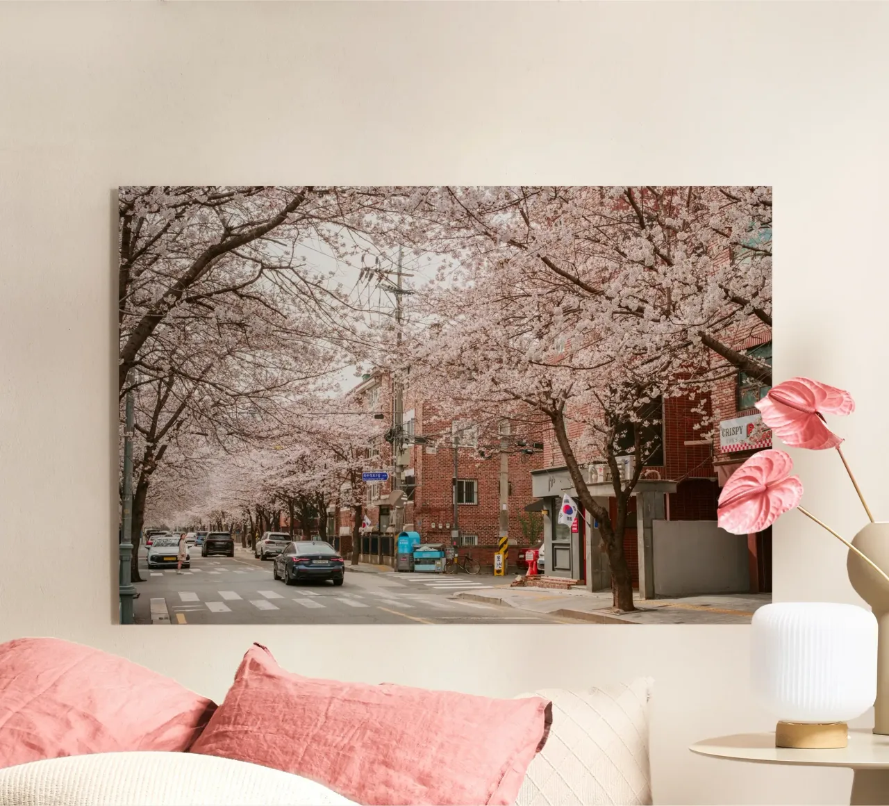 La strada dei ciliegi in fiore a Seul, Corea del Sud plexiglass da mbgraphx2