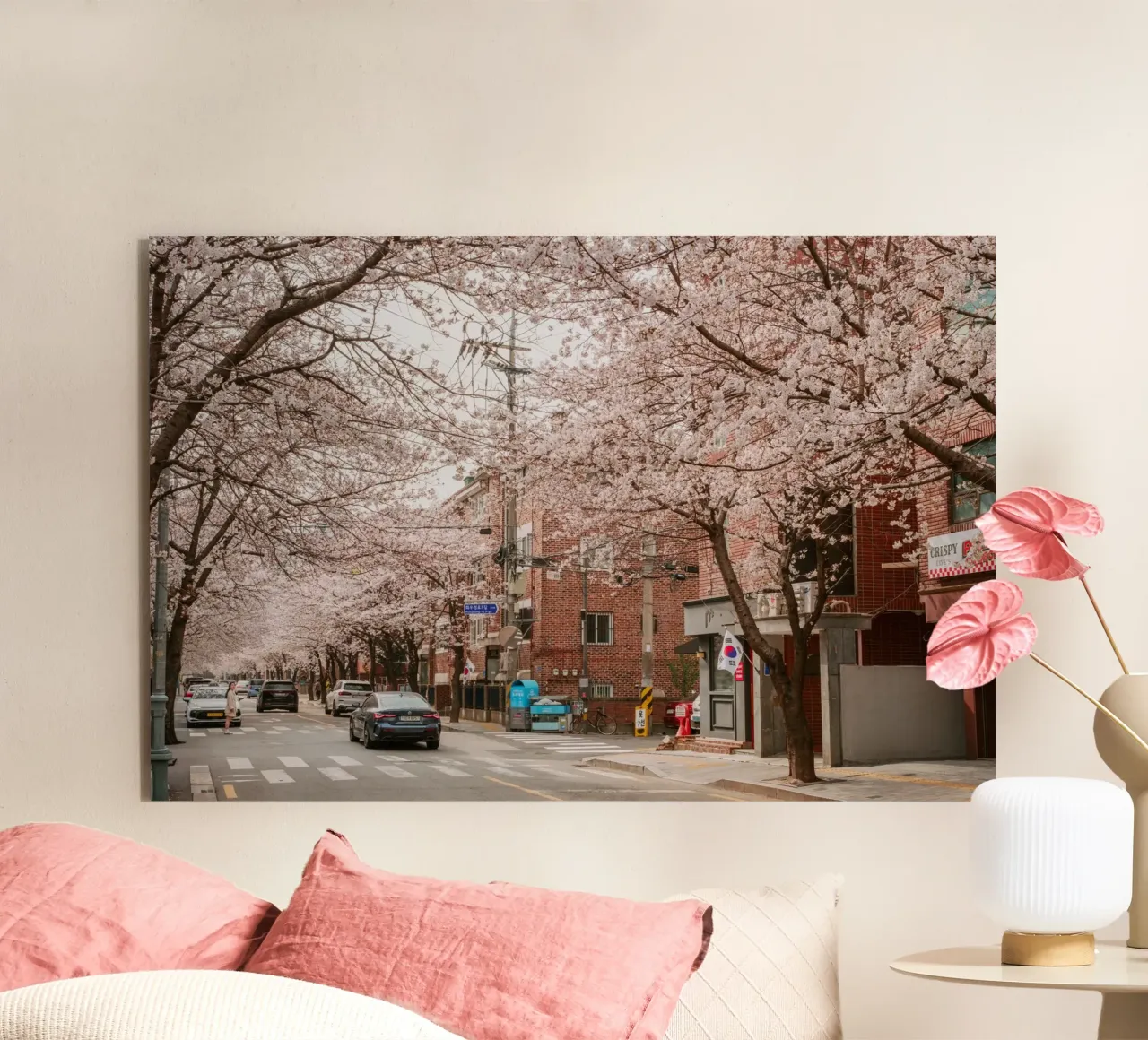 La strada dei ciliegi in fiore a Seul, Corea del Sud alluminio dibond da mbgraphx2