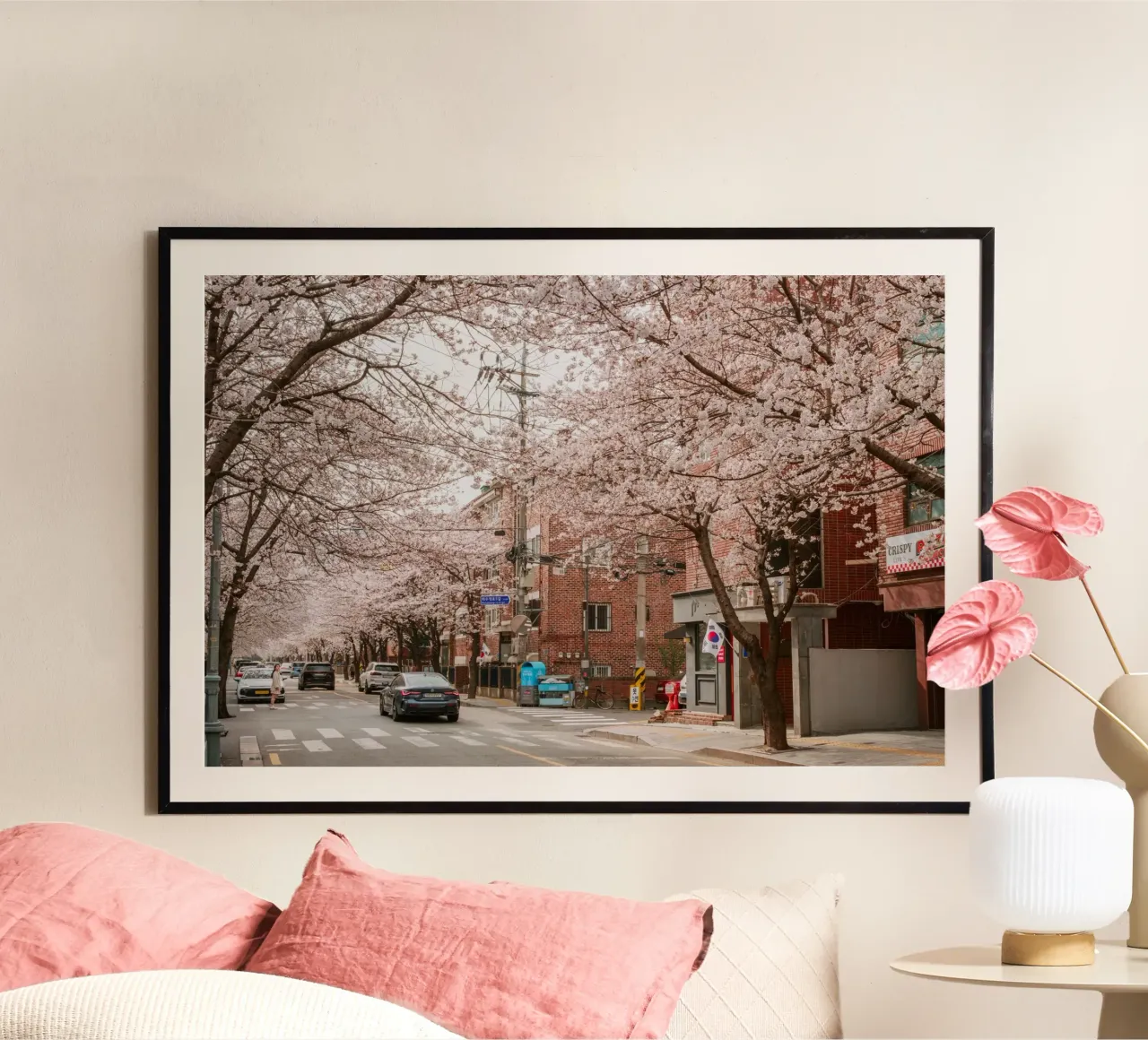 La strada dei ciliegi in fiore a Seul, Corea del Sud carta hahnemühle da mbgraphx2