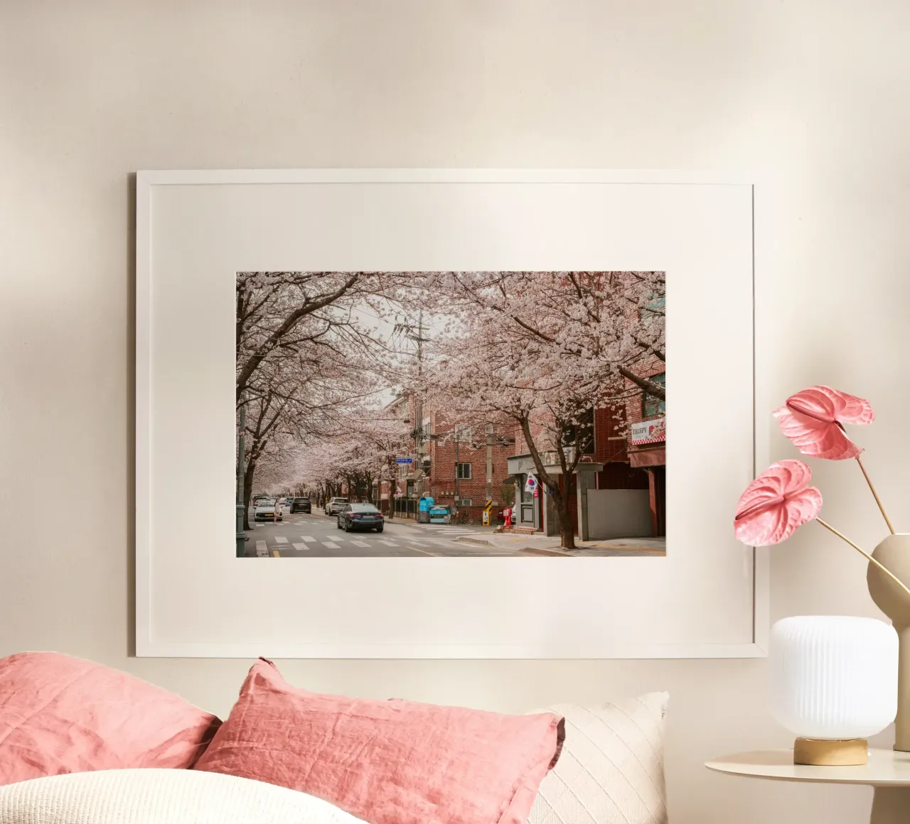 La strada dei ciliegi in fiore a Seul, Corea del Sud carta hahnemühle da mbgraphx2